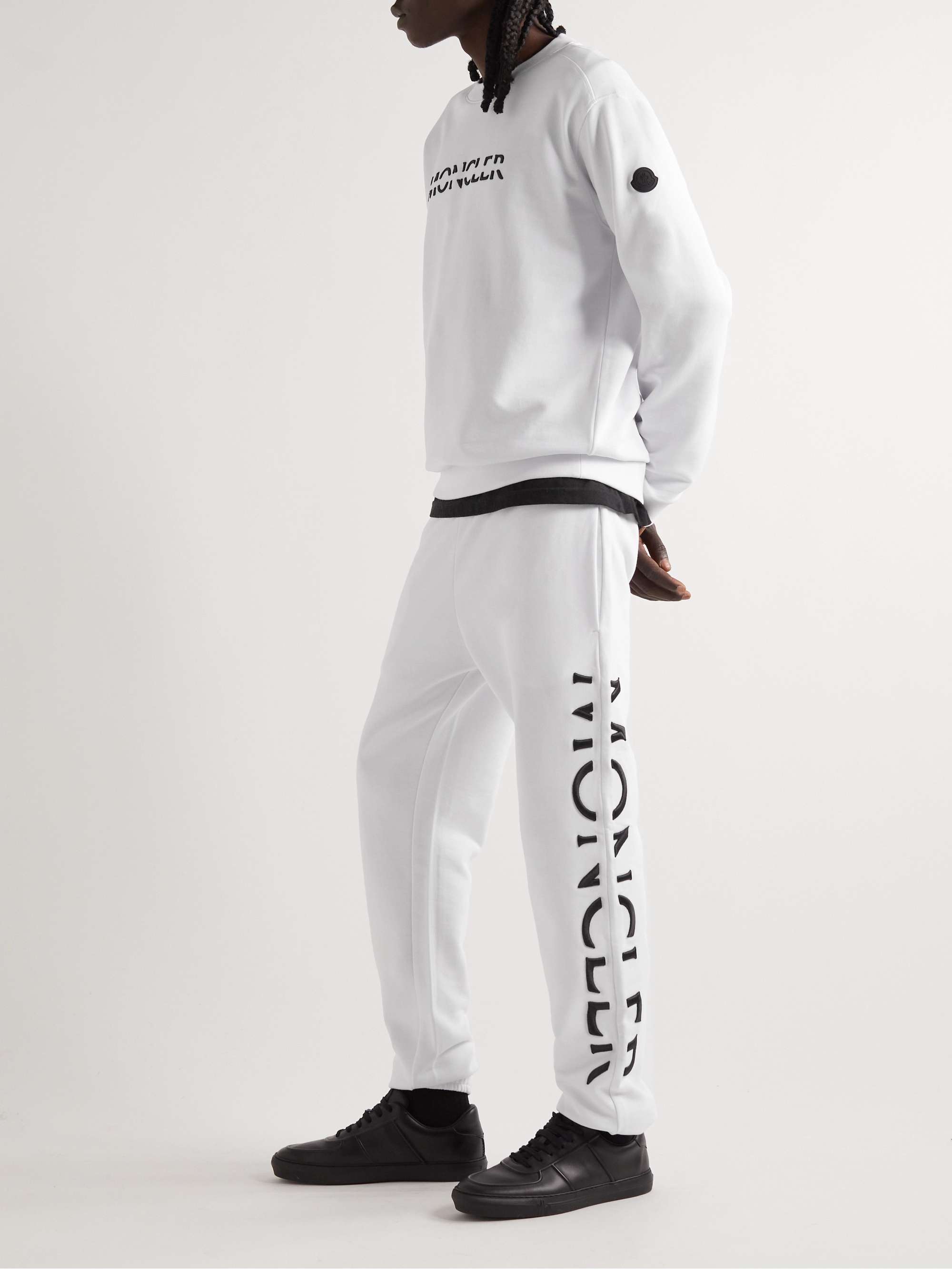 MONCLER Tapered Logo-Embroidered Cotton-Jersey Sweatpants for Men | MR  PORTER