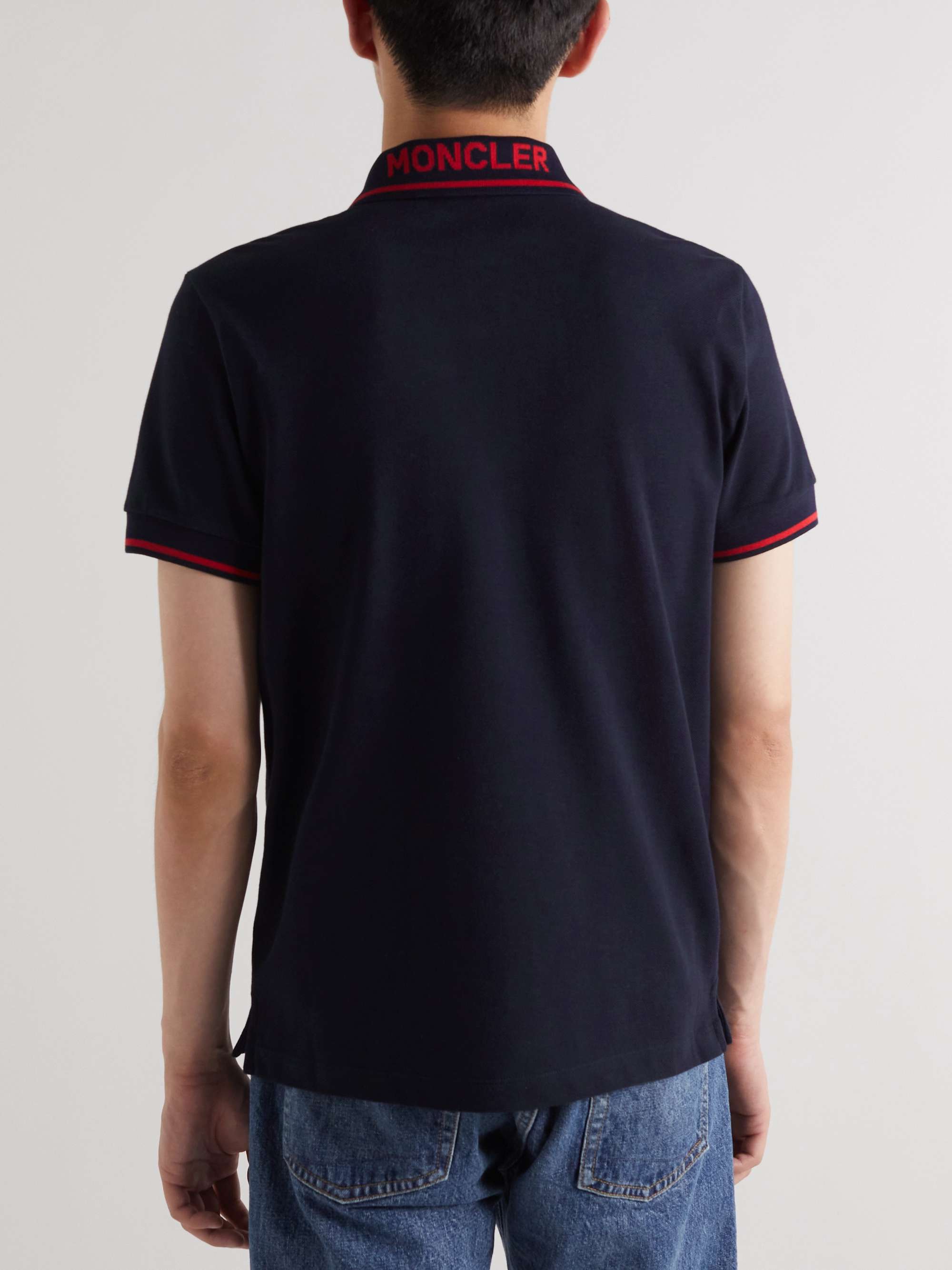 MONCLER Logo-Appliquéd Cotton-Piqué Polo Shirt