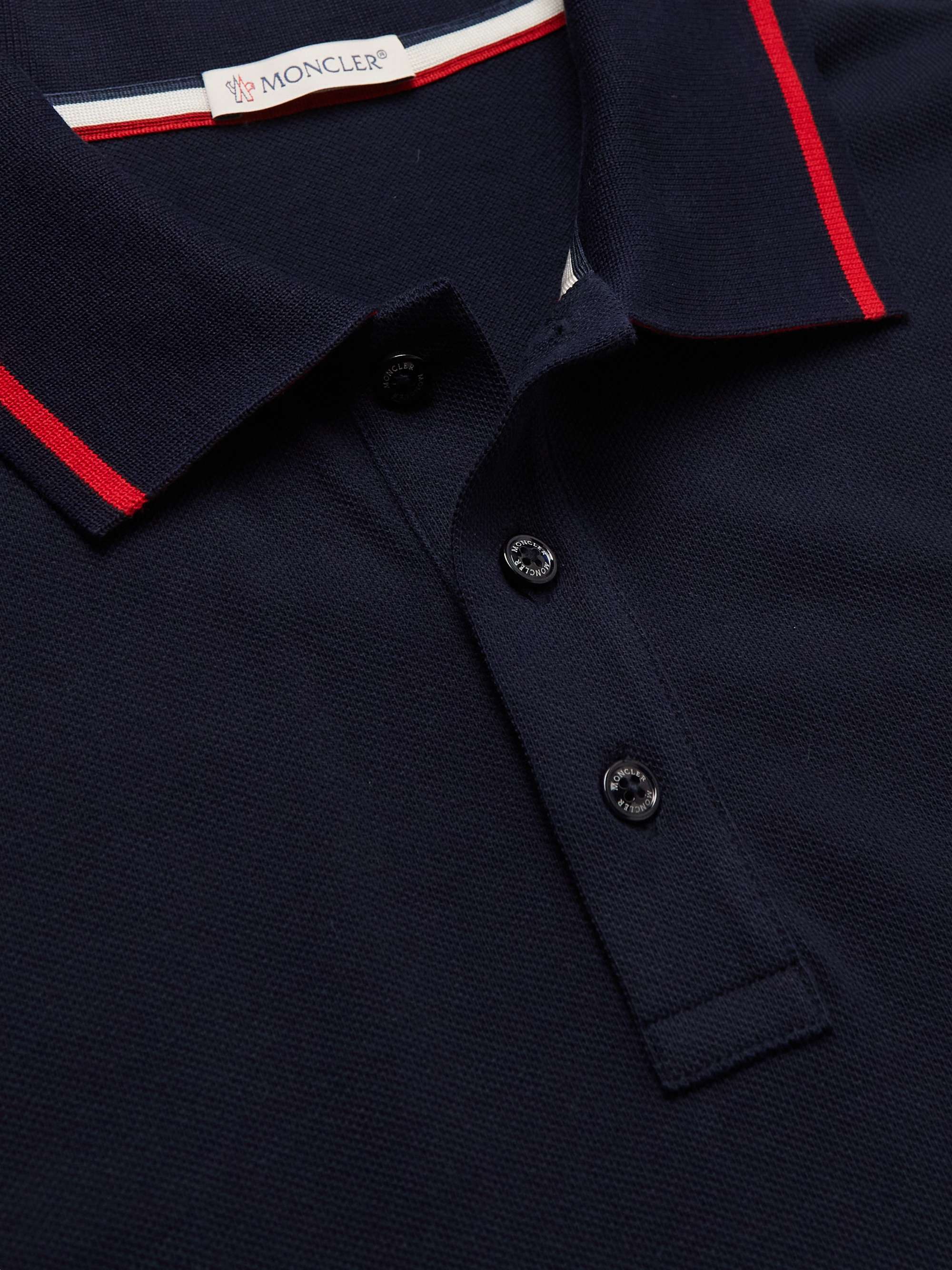 MONCLER Logo-Appliquéd Cotton-Piqué Polo Shirt