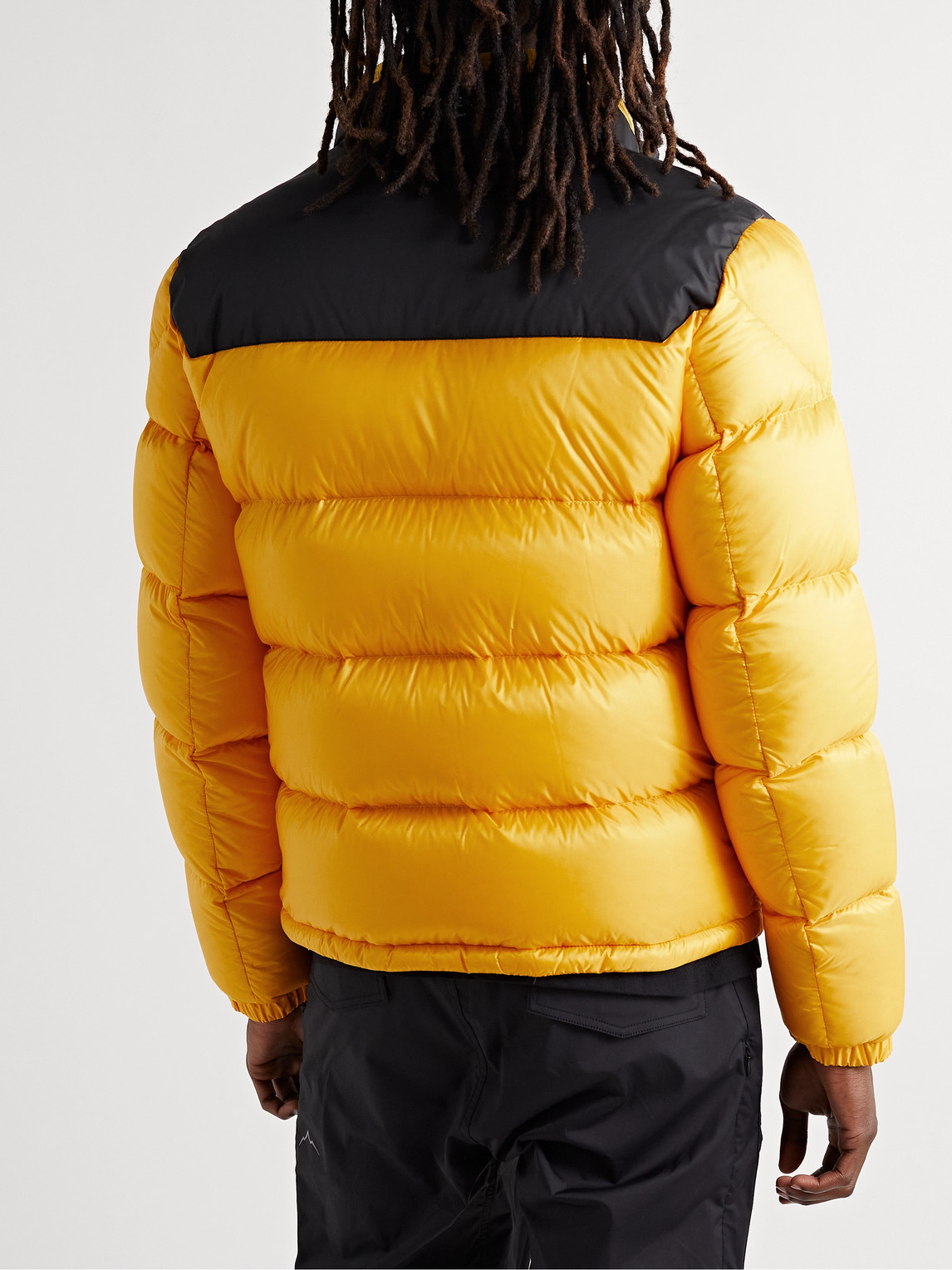 Moncler Two-tone Logo-patch Padded Jacket In Yellow