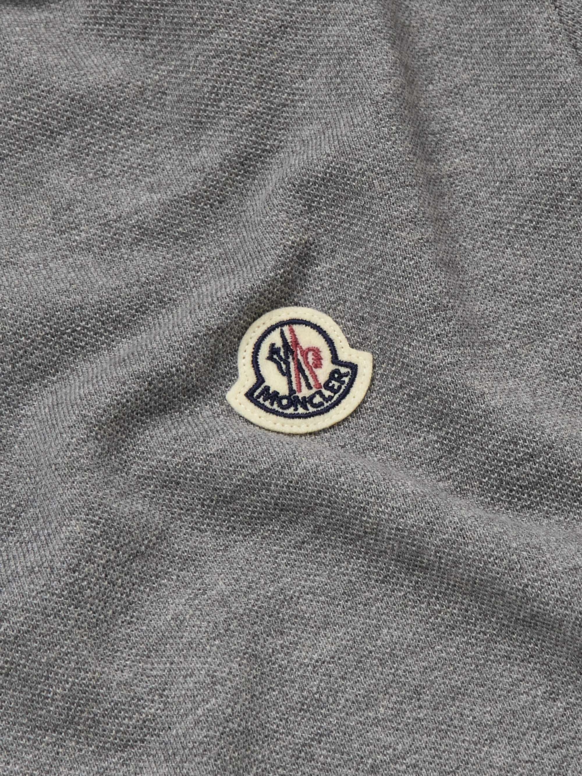 MONCLER Logo-Appliquéd Striped Cotton-Piqué Polo Shirt