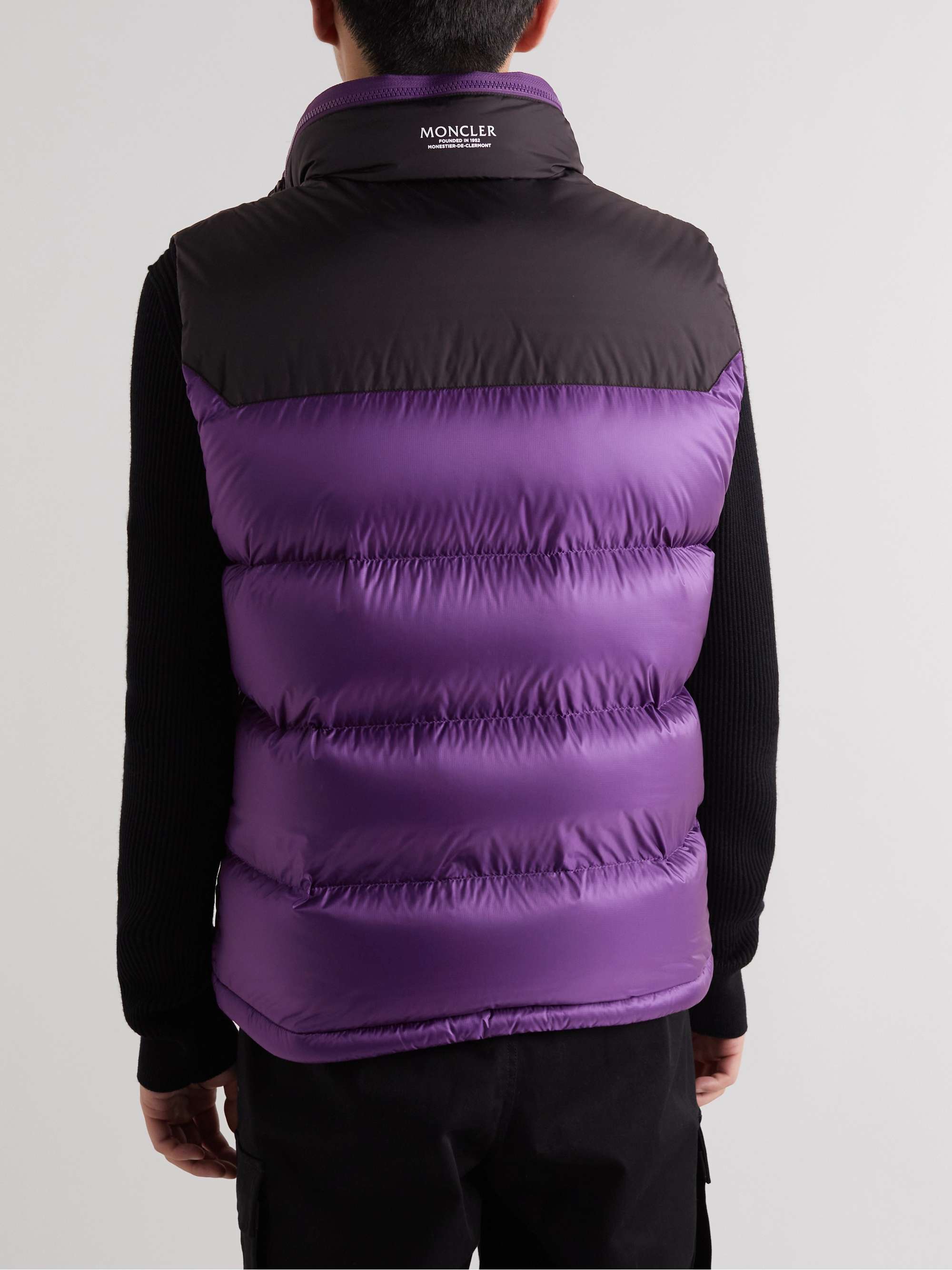 MONCLER Ophrys Logo-Appliquéd Colour-Block Quilted Shell and Ripstop Down Gilet