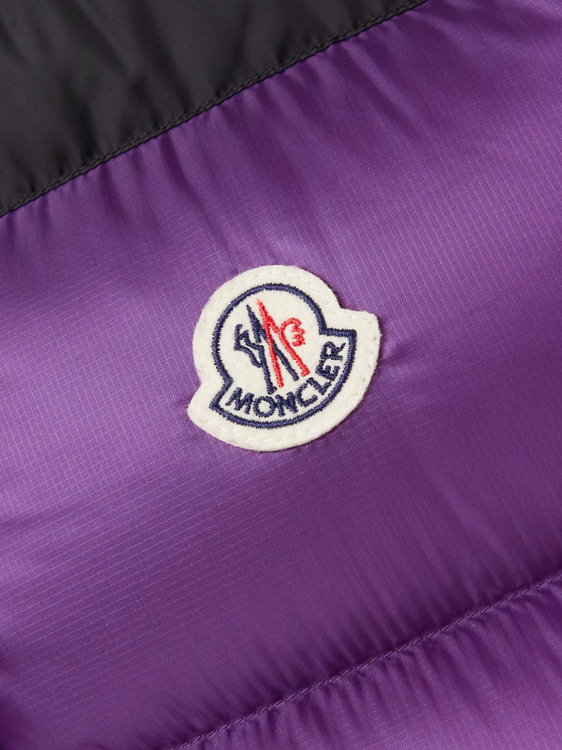 MONCLER OPHRYS LOGO-APPLIQUÉD COLOUR-BLOCK QUILTED SHELL AND RIPSTOP DOWN GILET