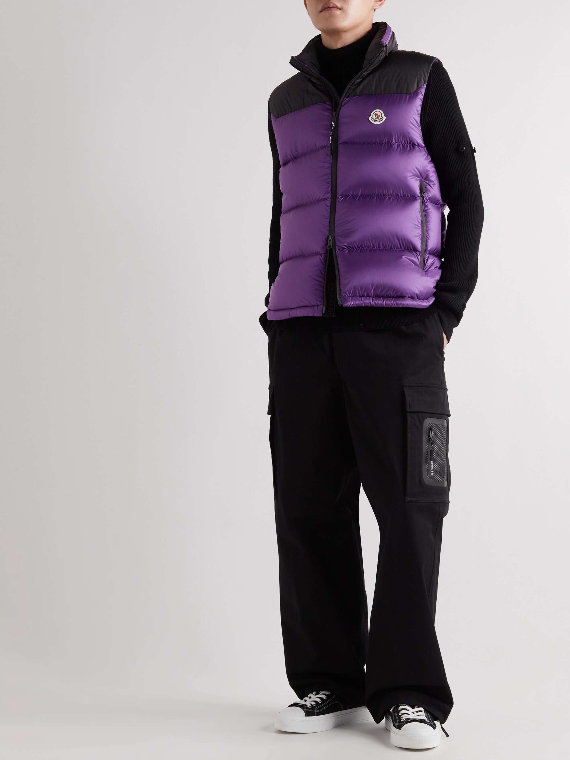 MONCLER Ophrys Logo-Appliquéd Colour-Block Quilted Shell and Ripstop Down Gilet