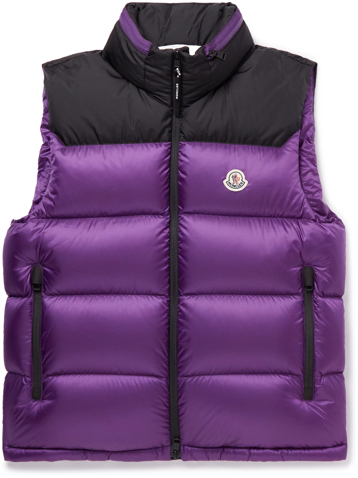Moncler Ophrys Logo-appliquéd Colour-block Quilted Shell And Ripstop Down Gilet In Purple