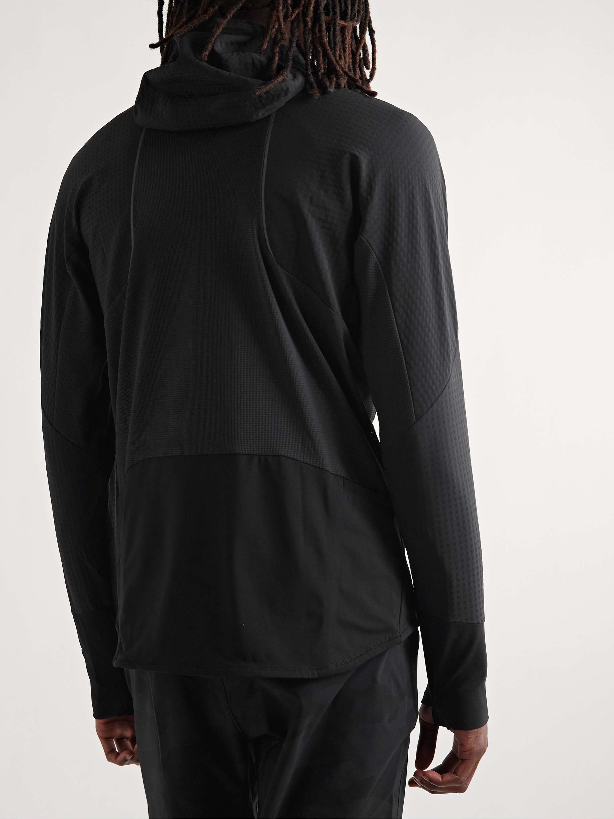 LULULEMON Cold-Terrain Mesh-Trimmed Jersey Half-Zip Hooded Jacket