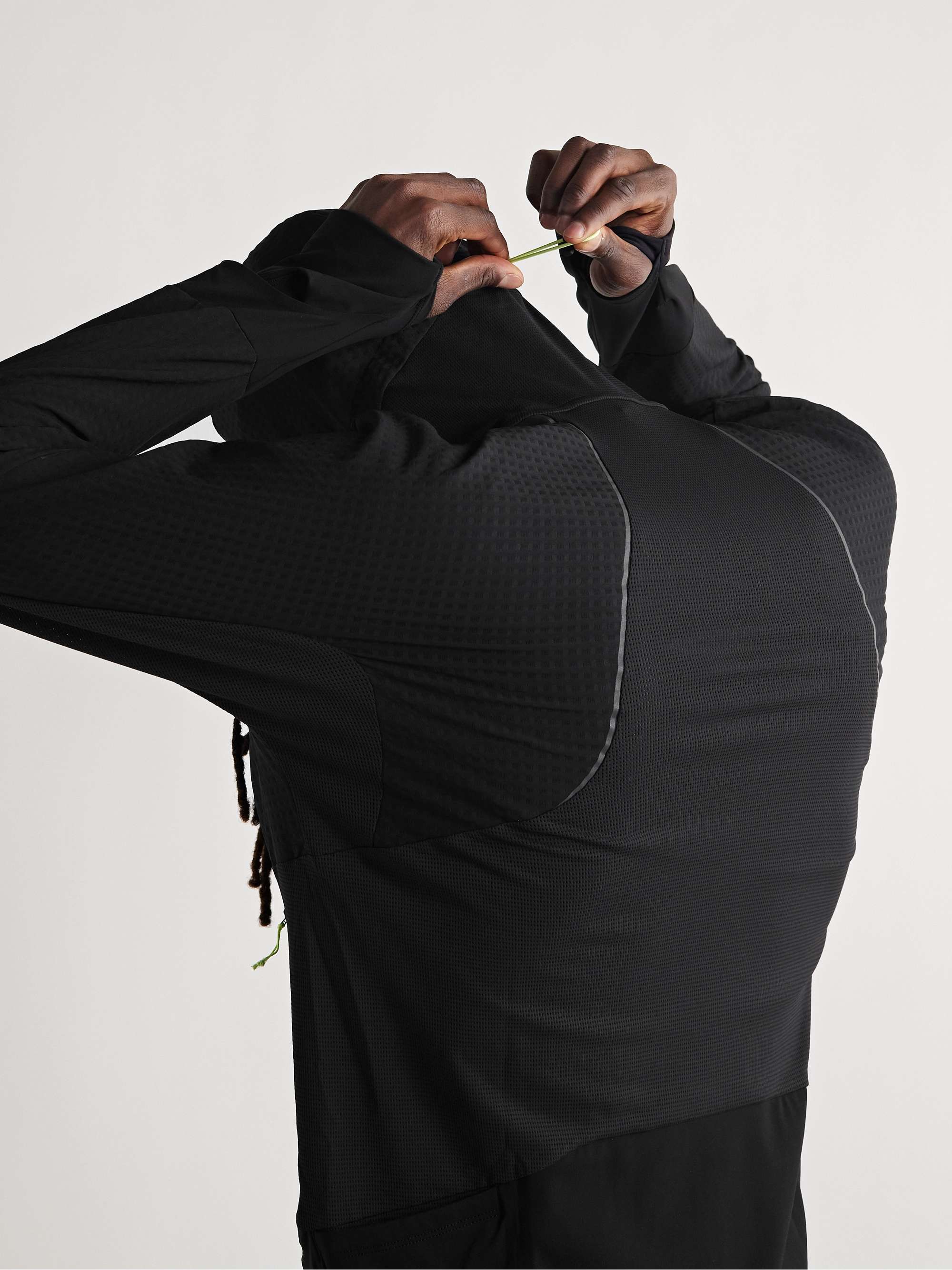 LULULEMON Cold-Terrain Mesh-Trimmed Jersey Half-Zip Hooded Jacket