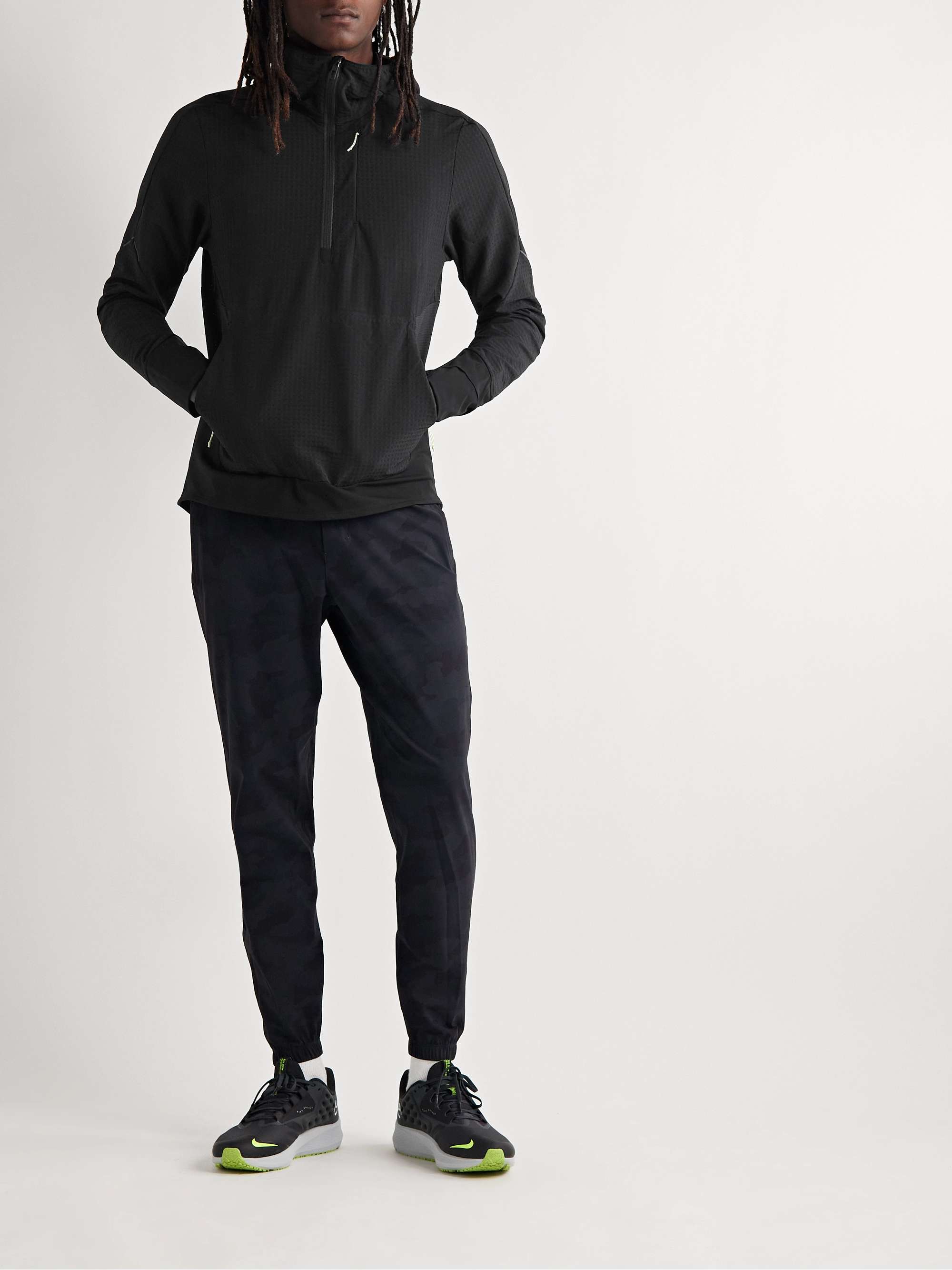 LULULEMON Cold-Terrain Mesh-Trimmed Jersey Half-Zip Hooded Jacket