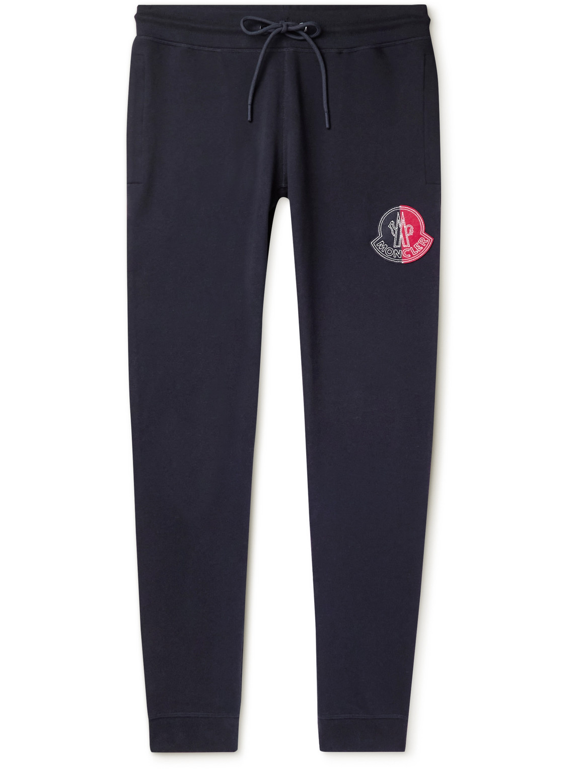 Shop Moncler Genius 2 Moncler 1952 Tapered Logo-appliquéd Cotton-jersey Sweatpants In Blue