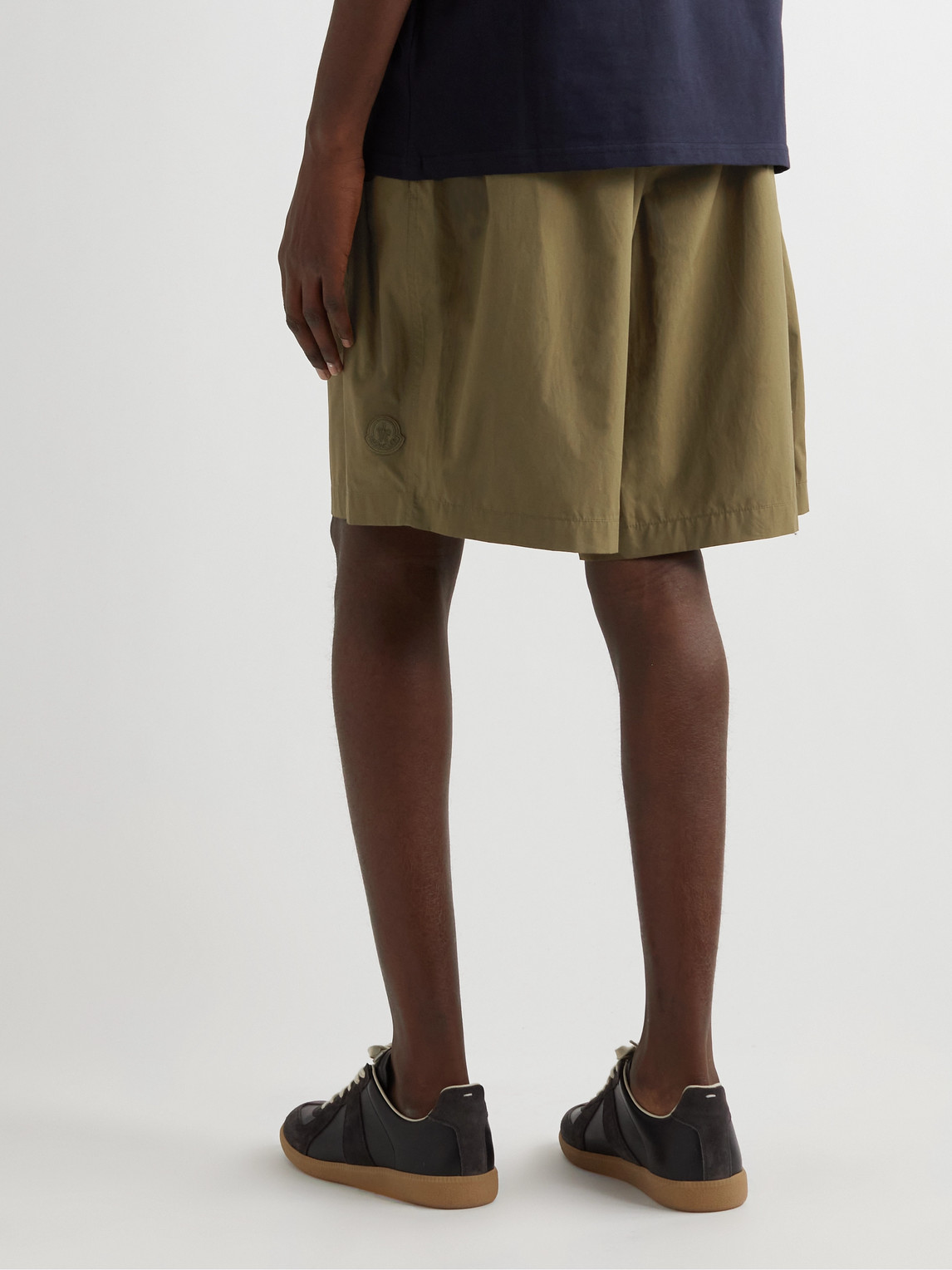 Shop Moncler Genius 2 Moncler 1952 Straight-leg Pleated Cotton-poplin Shorts In Brown