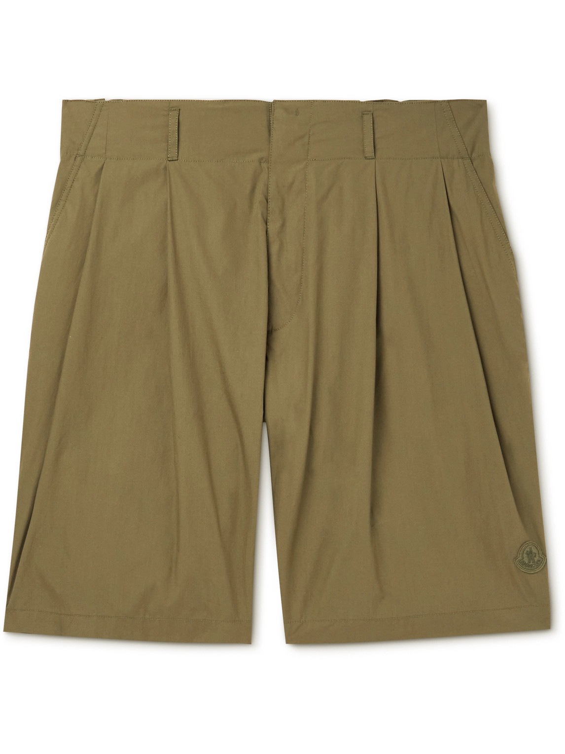 2 Moncler 1952 Straight-Leg Pleated Cotton-Poplin Shorts