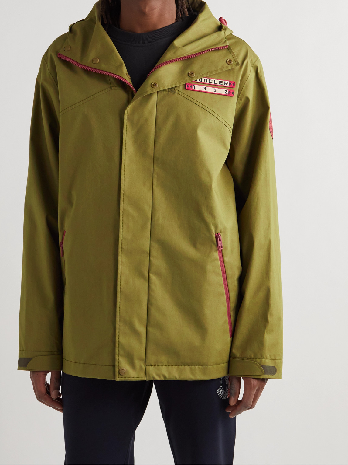 Moncler Genius 2 Moncler 1952 Logo-appliquéd Cotton-blend Canvas Hooded Jacket In Green