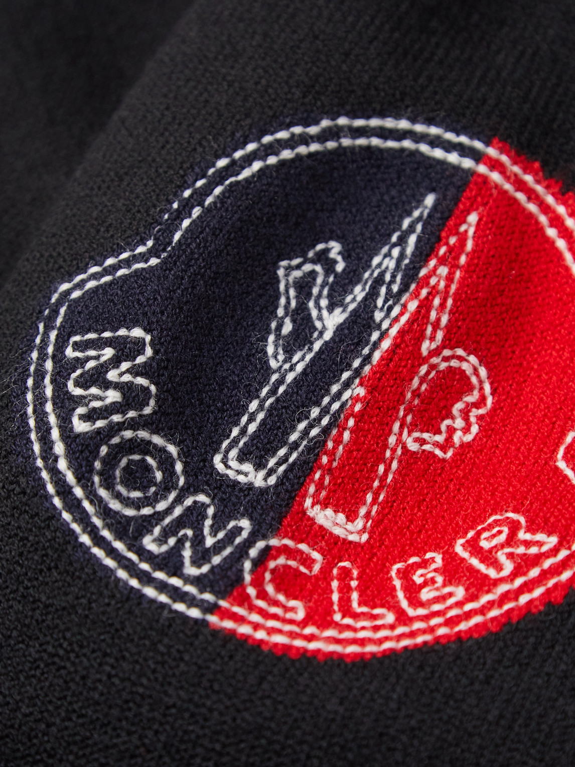 Shop Moncler Genius 2 Moncler 1952 Logo-intarsia Wool-blend Sweater In Black