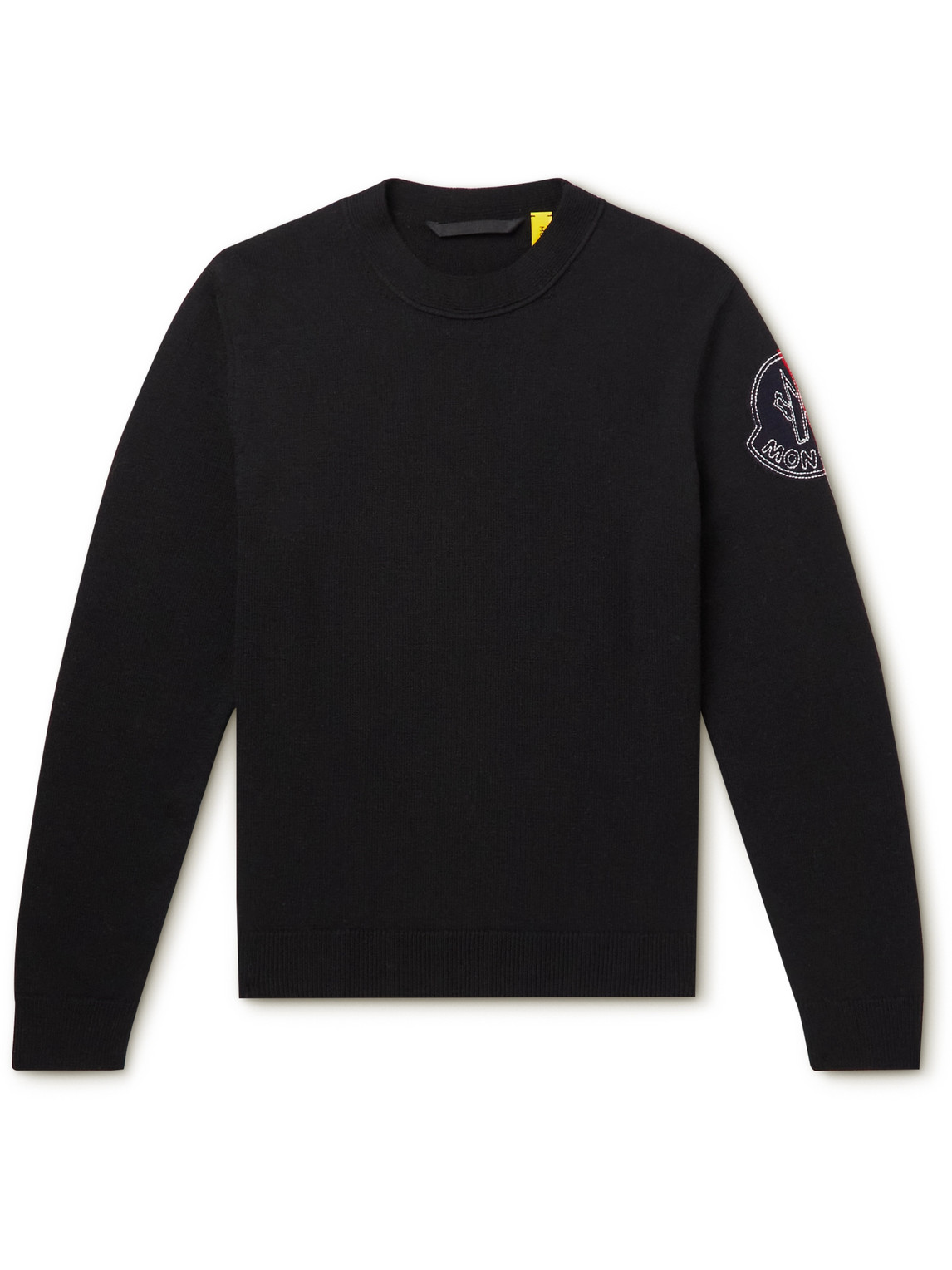 Shop Moncler Genius 2 Moncler 1952 Logo-intarsia Wool-blend Sweater In Black