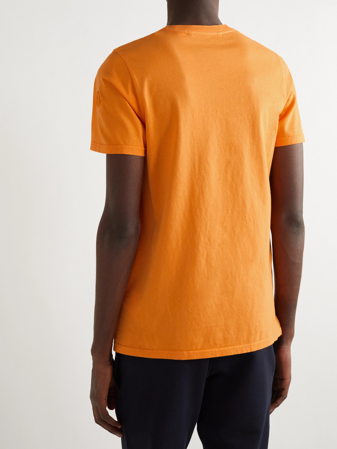 Shop Moncler Genius 2 Moncler 1952 Garment-dyed Printed Cotton-jersey T-shirt In Orange