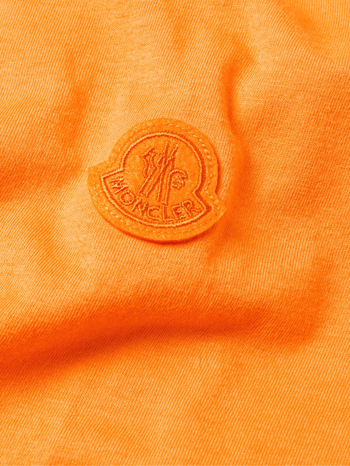 Shop Moncler Genius 2 Moncler 1952 Garment-dyed Printed Cotton-jersey T-shirt In Orange