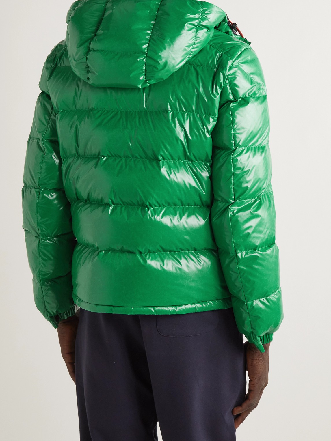 Shop Moncler Genius 2 Moncler 1952 Haggi Logo-appliquéd Quilted Recycled Glossed-shell Hooded Down Jacket In Green