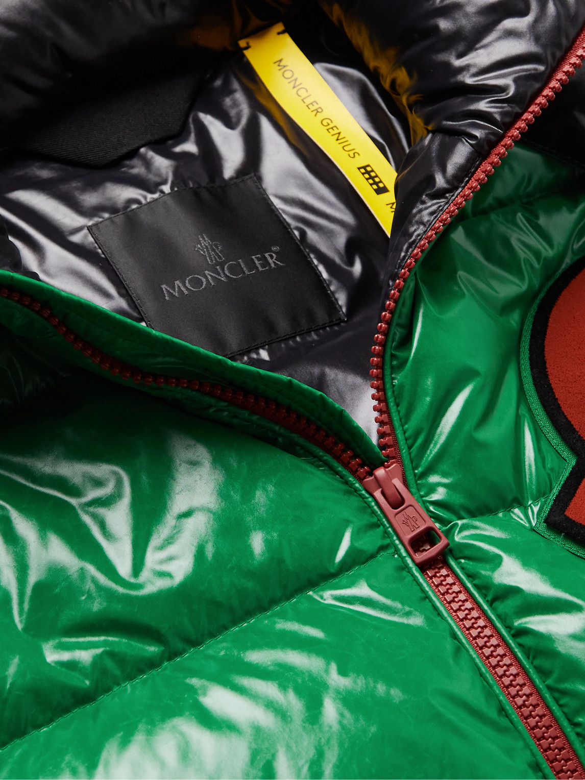 Shop Moncler Genius 2 Moncler 1952 Haggi Logo-appliquéd Quilted Recycled Glossed-shell Hooded Down Jacket In Green