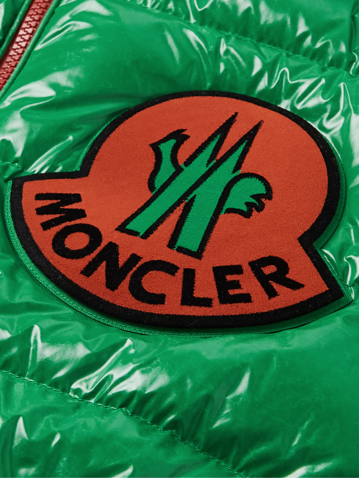 Shop Moncler Genius 2 Moncler 1952 Haggi Logo-appliquéd Quilted Recycled Glossed-shell Hooded Down Jacket In Green