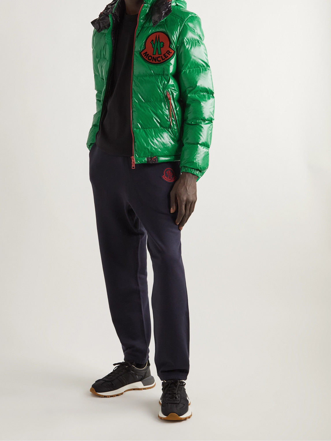 Shop Moncler Genius 2 Moncler 1952 Haggi Logo-appliquéd Quilted Recycled Glossed-shell Hooded Down Jacket In Green