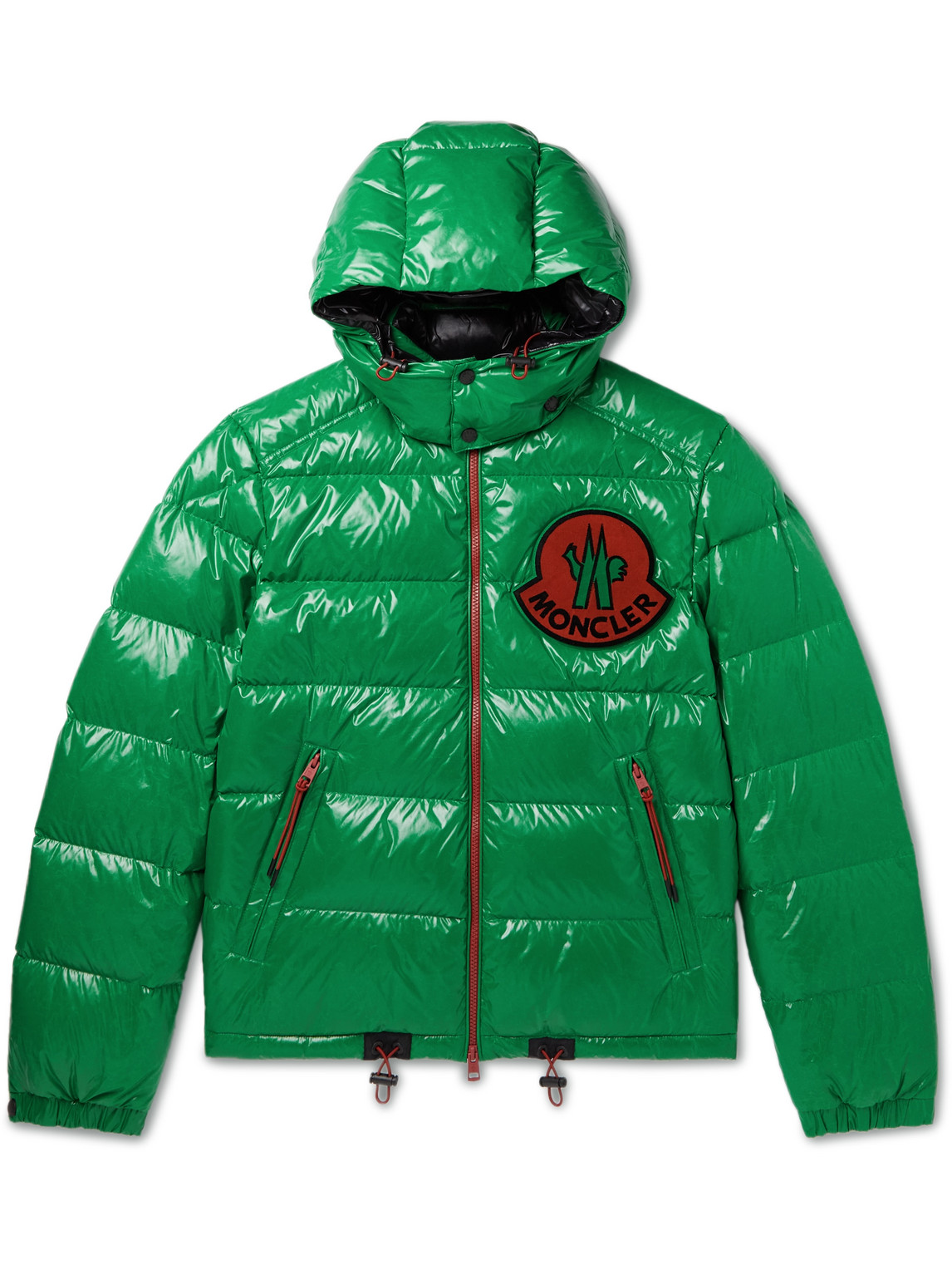 Shop Moncler Genius 2 Moncler 1952 Haggi Logo-appliquéd Quilted Recycled Glossed-shell Hooded Down Jacket In Green