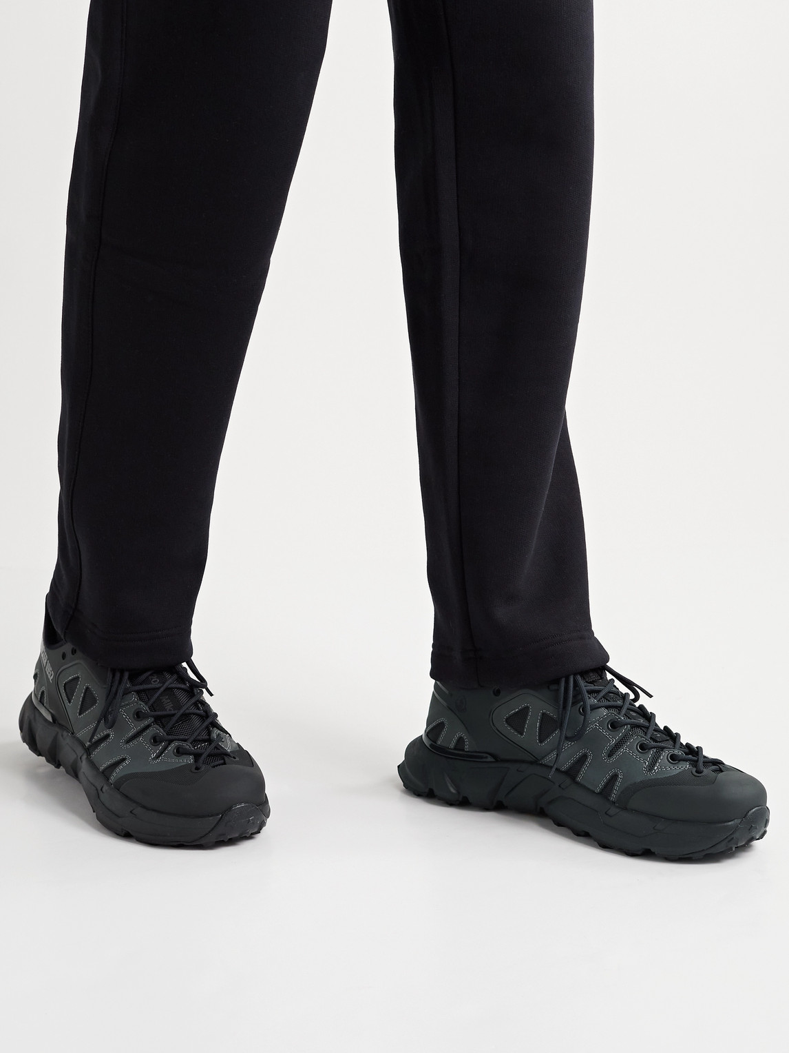 Shop Moncler Genius 2 Moncler 1952 Silencio Nubuck, Mesh And Rubber Sneakers In Black