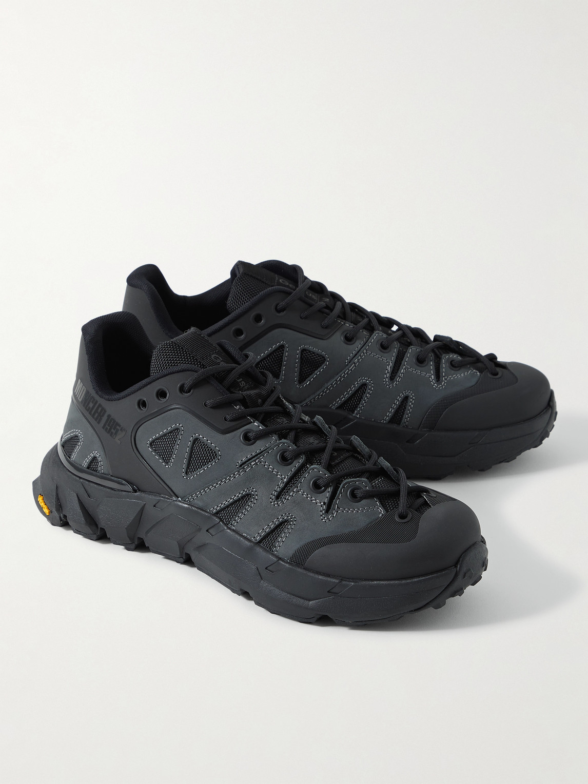 Shop Moncler Genius 2 Moncler 1952 Silencio Nubuck, Mesh And Rubber Sneakers In Black