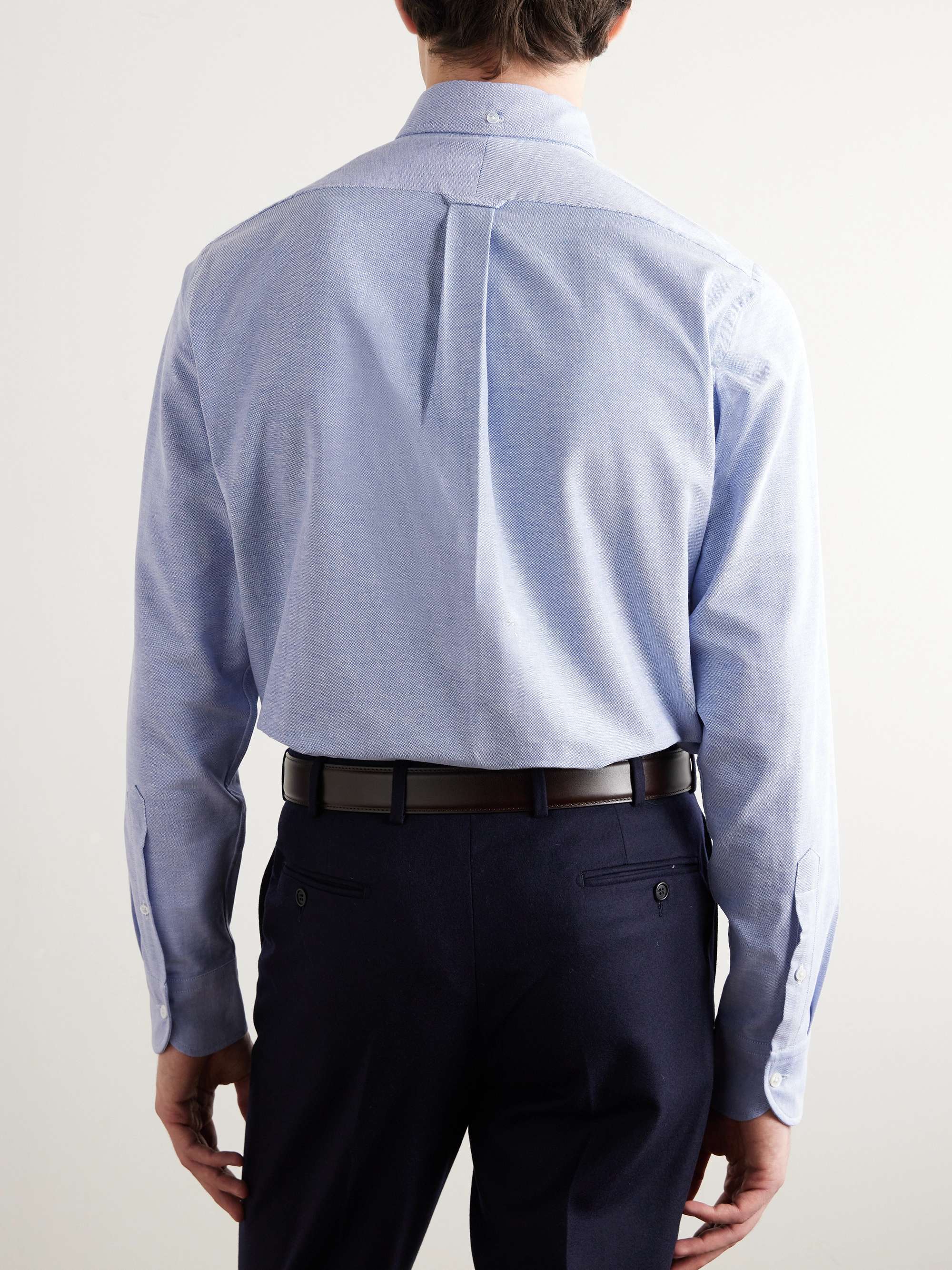 DRAKE'S Blue Button-Down Collar Cotton Oxford Shirt