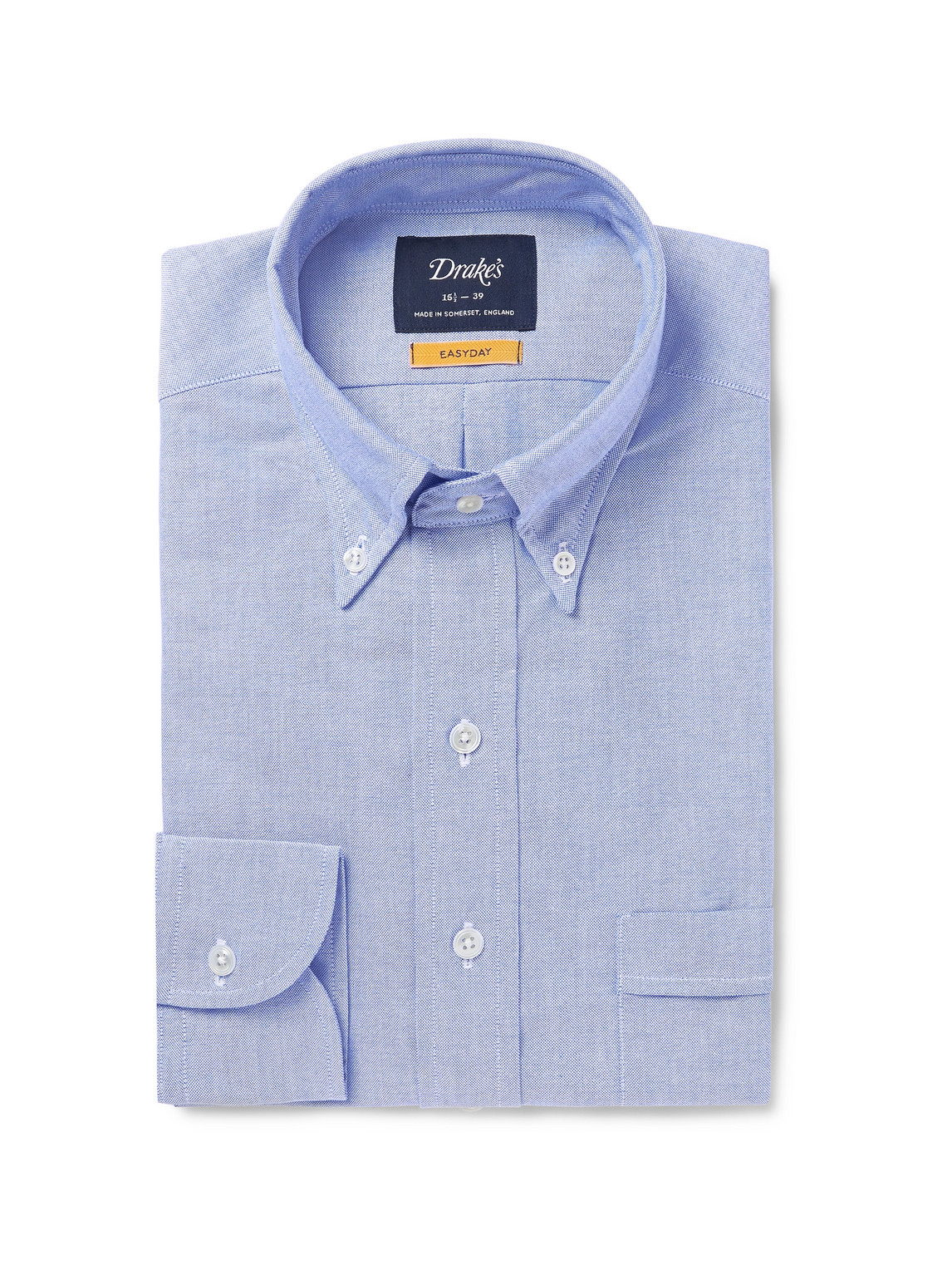 Drake's Blue Button-down Collar Cotton Oxford Shirt