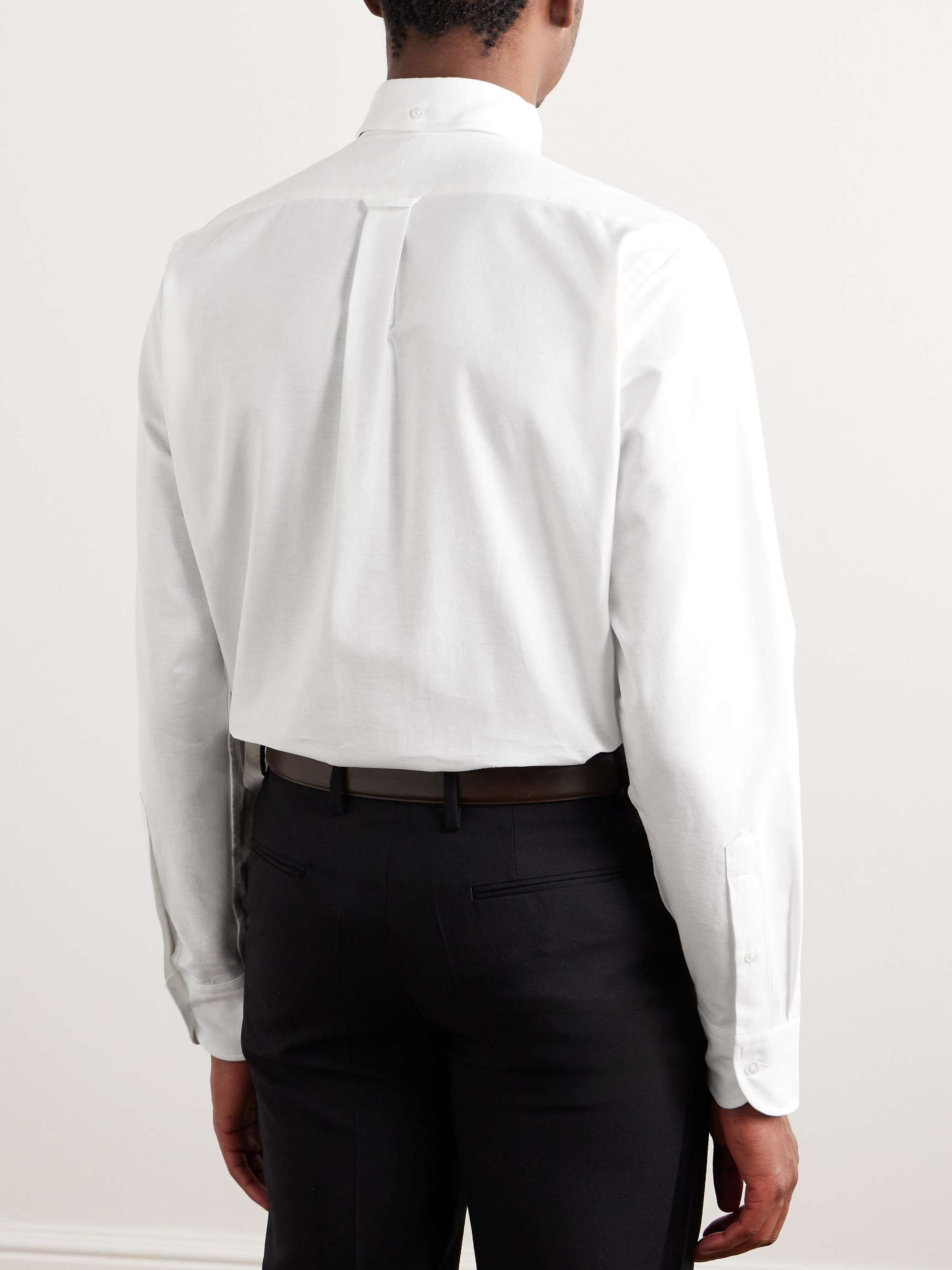 DRAKE'S White Button-Down Collar Cotton Oxford Shirt