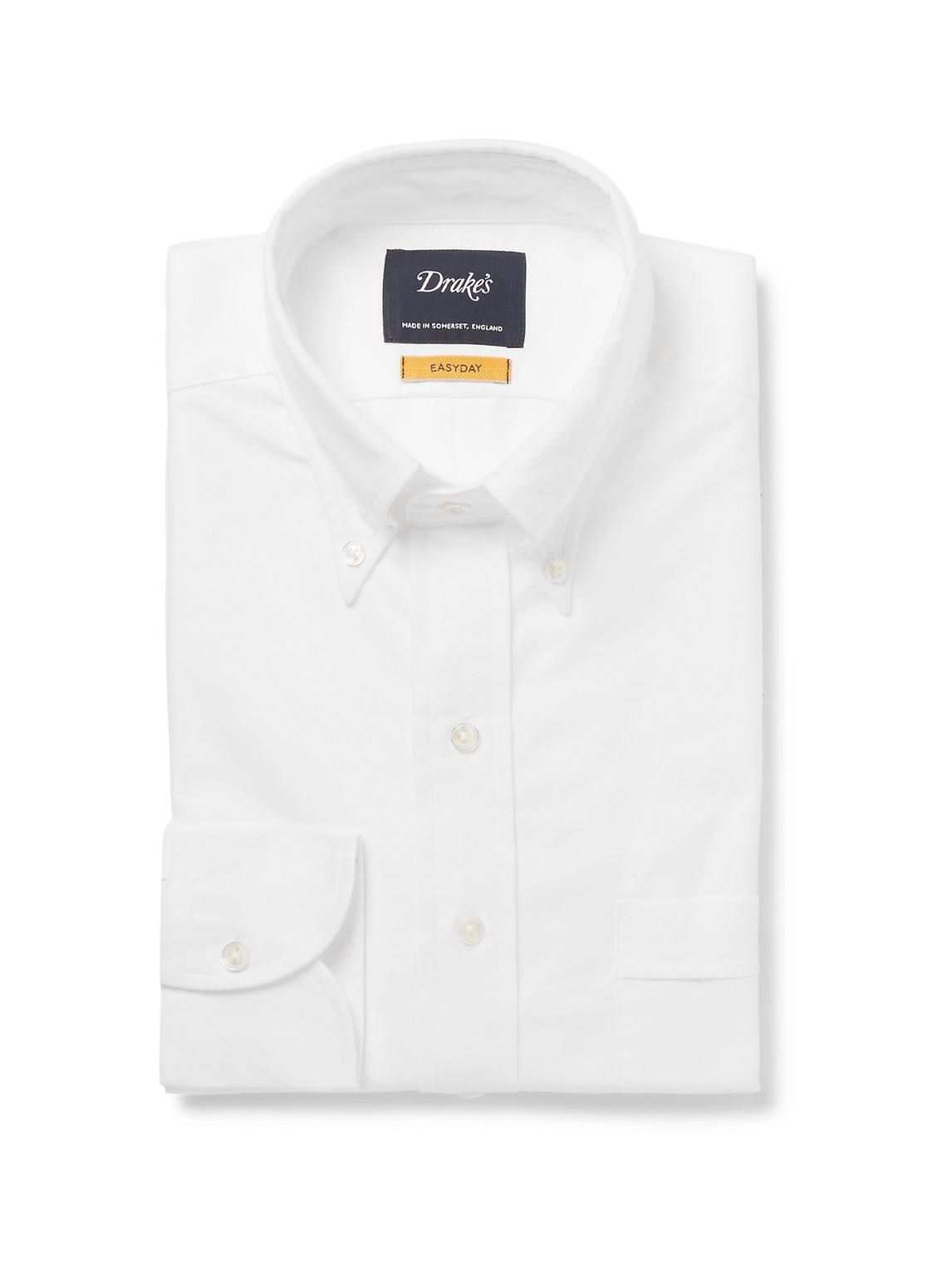 Drake's White Button-down Collar Cotton Oxford Shirt