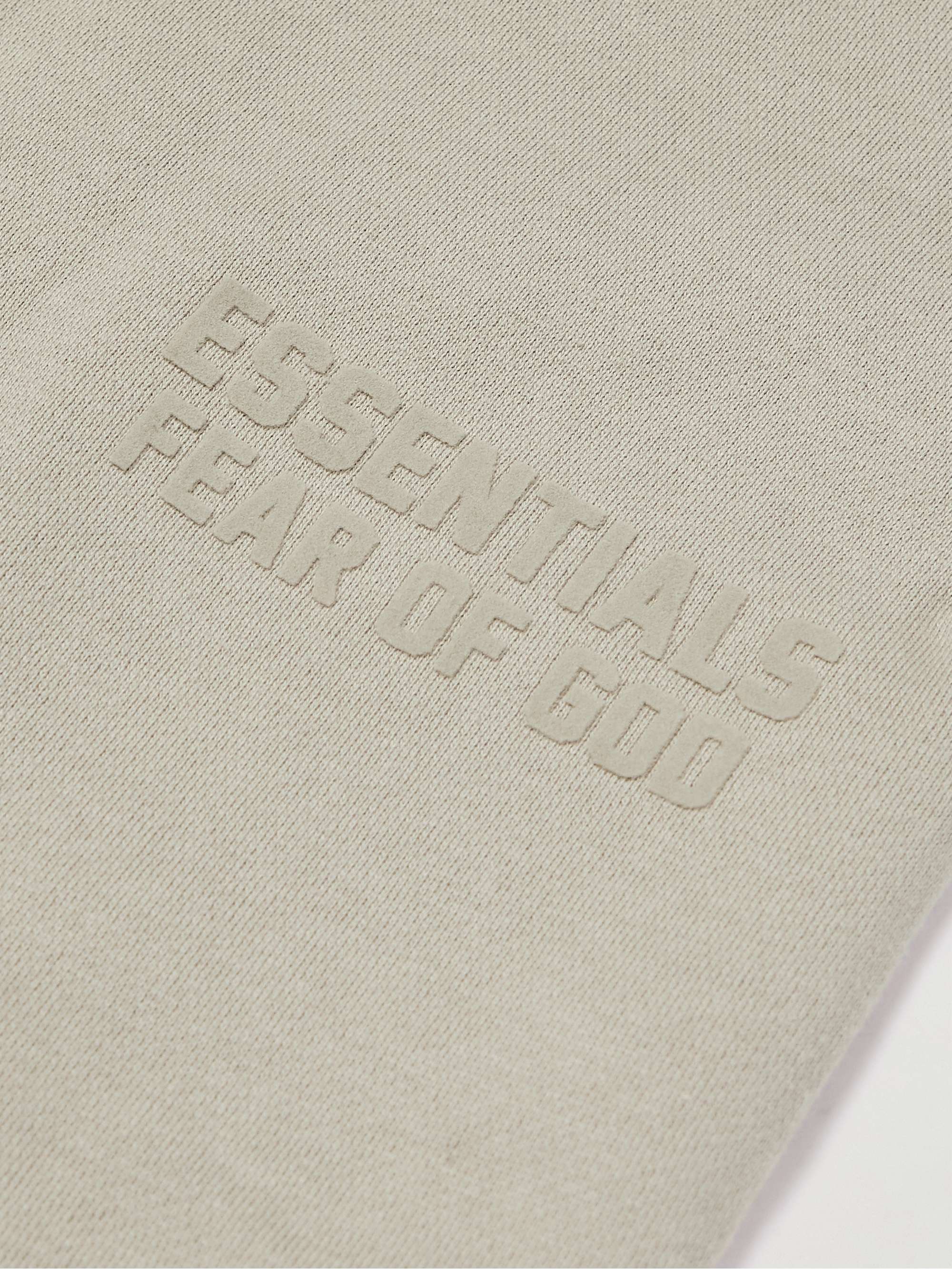 FEAR OF GOD ESSENTIALS KIDS Tapered Logo-Flocked Cotton-Blend Jersey Sweatpants