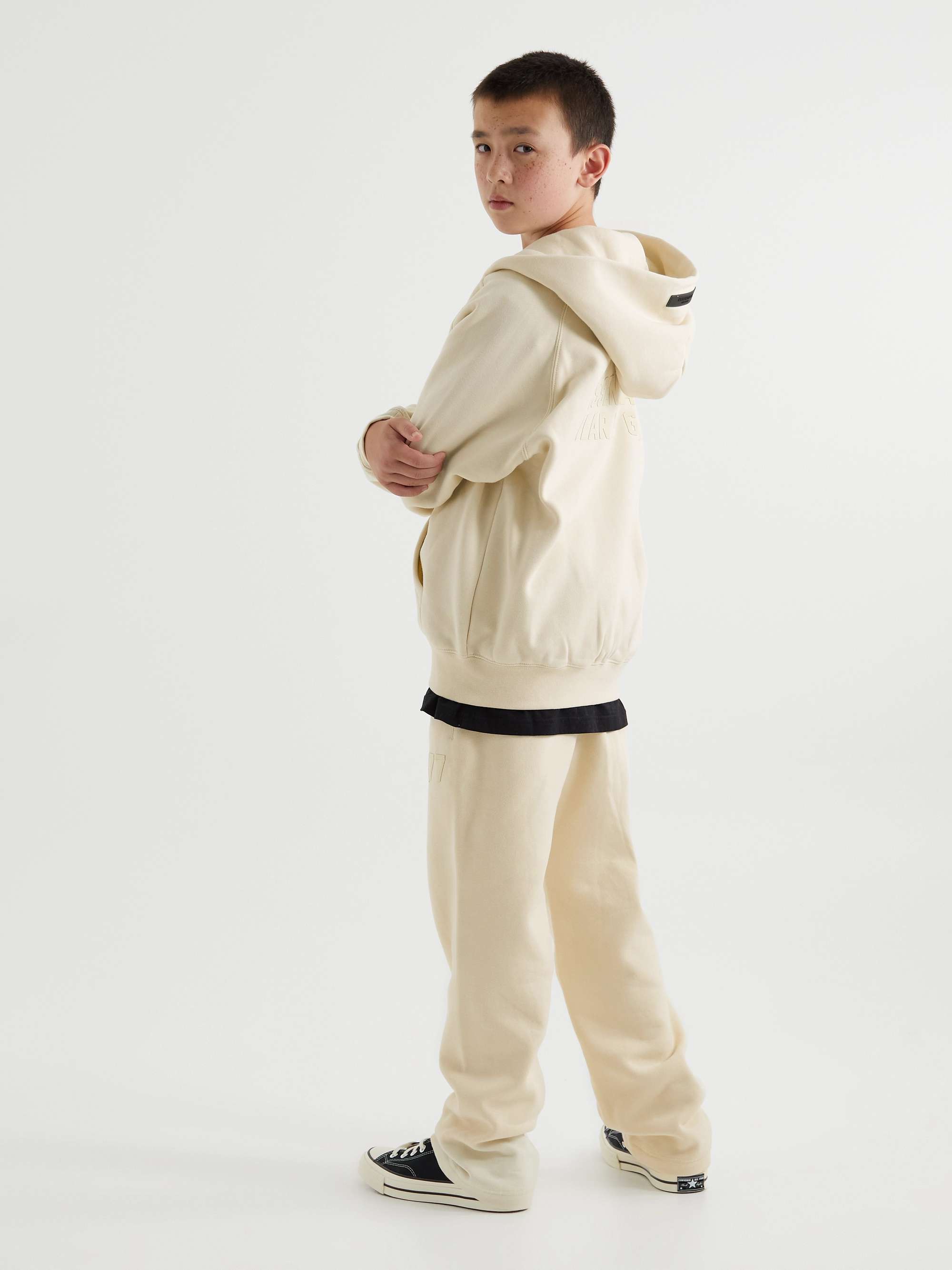 FEAR OF GOD ESSENTIALS KIDS Straight-Leg Logo-Flocked Cotton-Blend Jersey Sweatpants