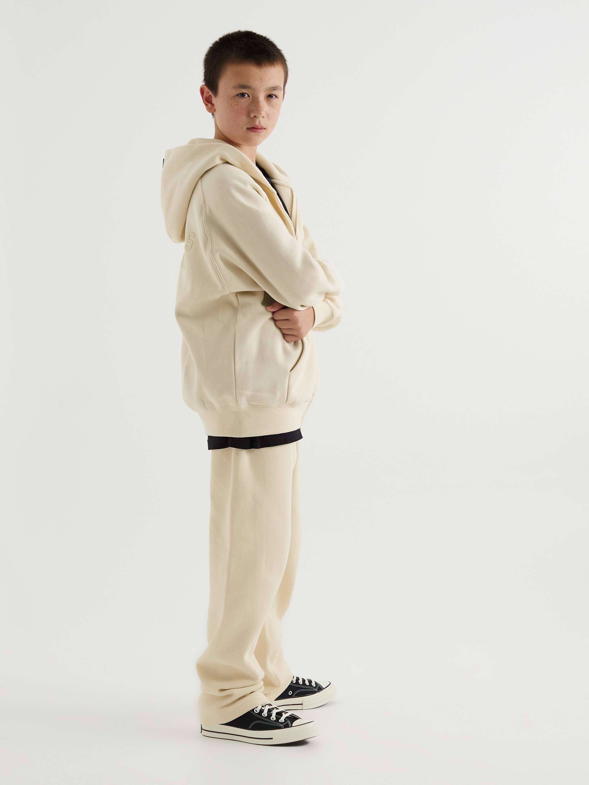 FEAR OF GOD ESSENTIALS KIDS Straight-Leg Logo-Flocked Cotton-Blend Jersey Sweatpants