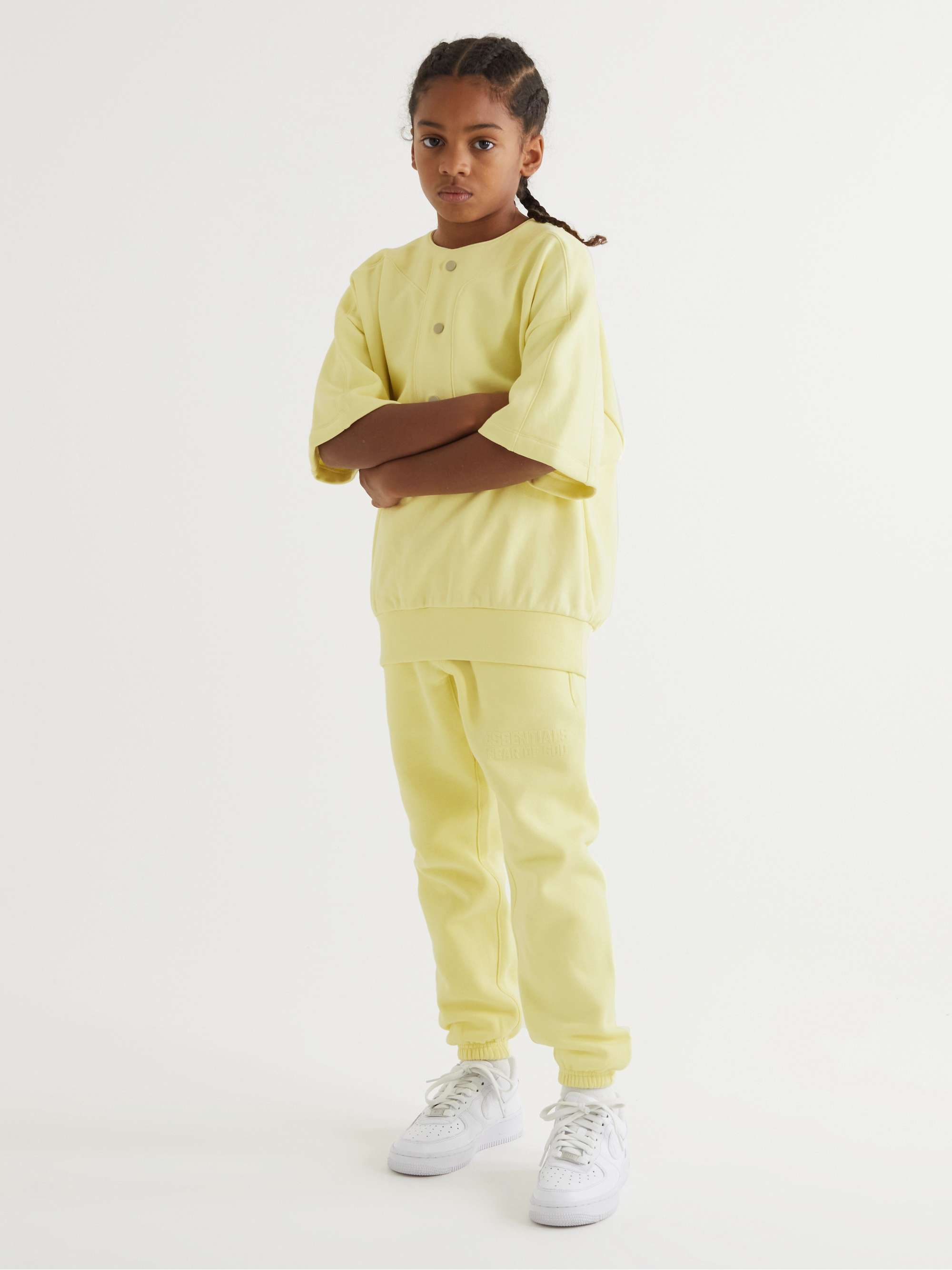 FEAR OF GOD ESSENTIALS KIDS Logo-Appliquéd Cotton-Jersey Henley T-Shirt