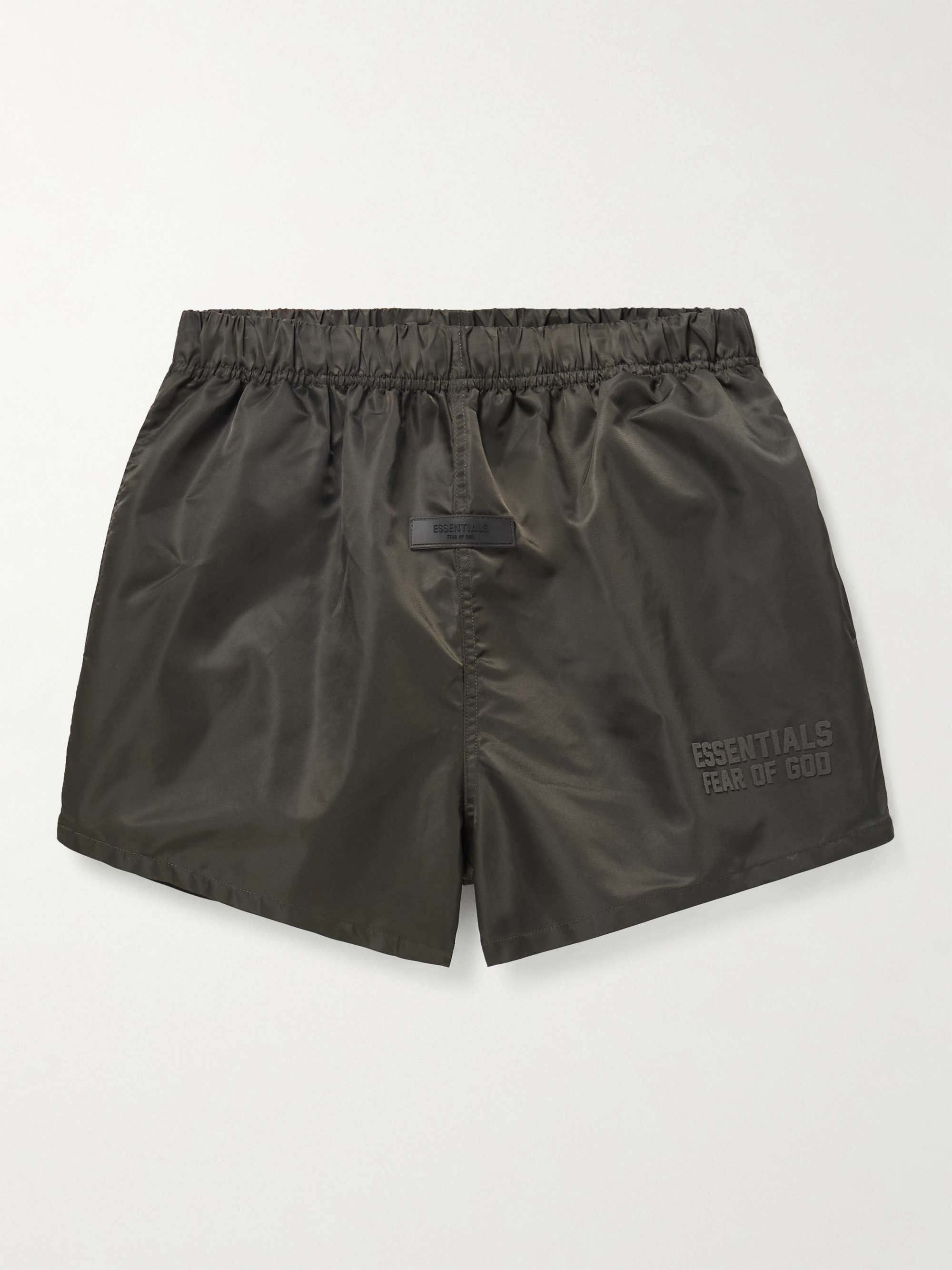 FEAR OF GOD ESSENTIALS Wide-Leg Logo-Flocked Shell Drawstring Shorts