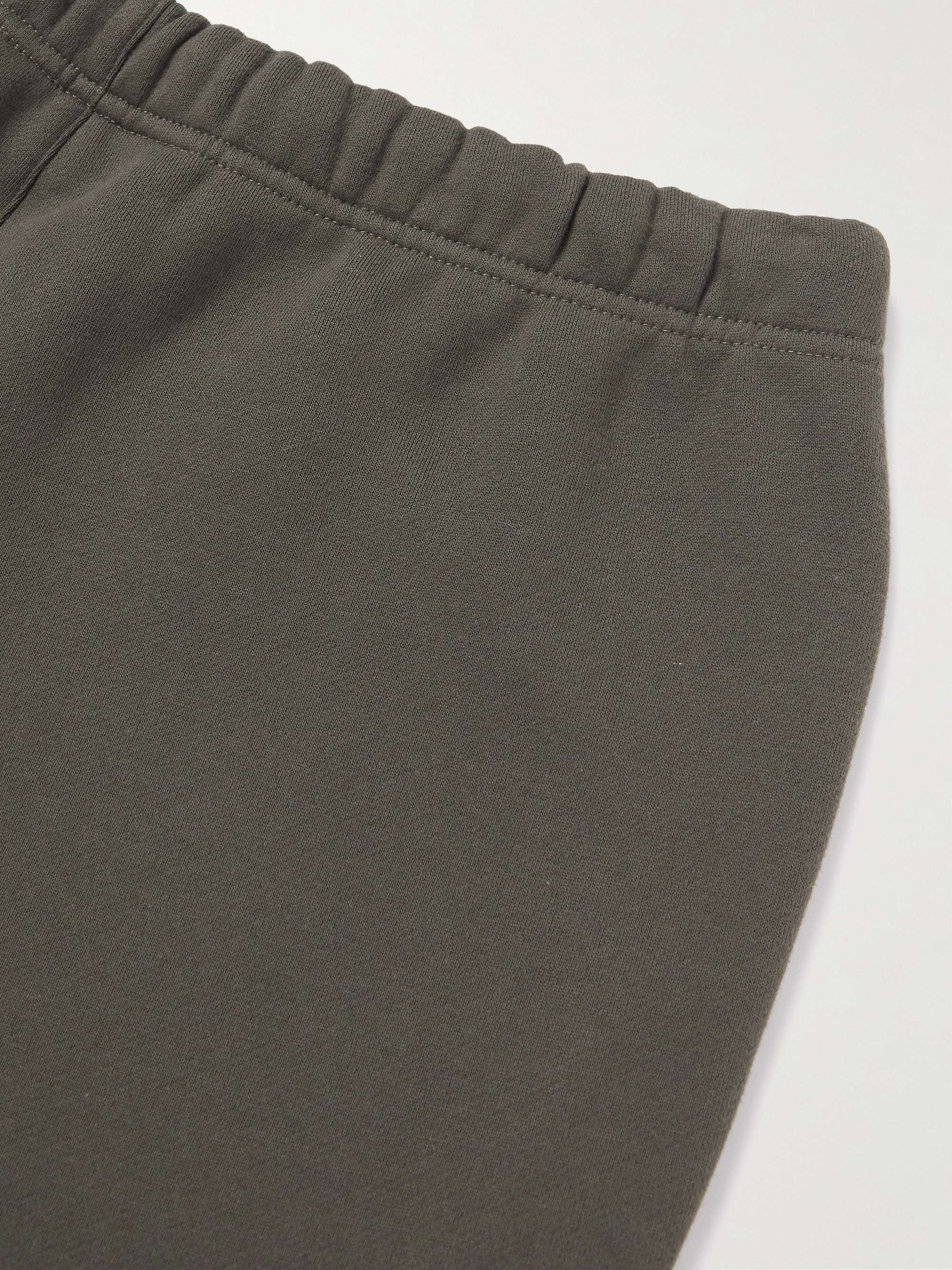 FEAR OF GOD ESSENTIALS Straight-Leg Logo-Flocked Cotton-Blend Jersey Drawstring Shorts