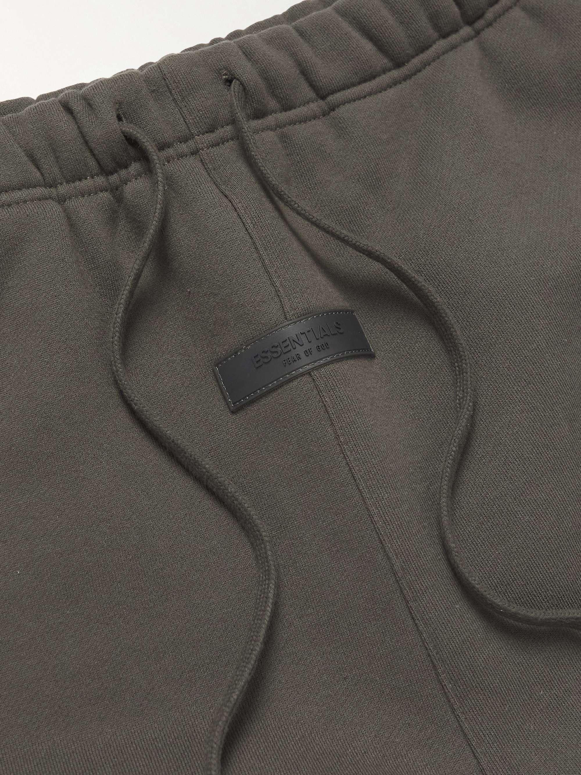 FEAR OF GOD ESSENTIALS Straight-Leg Logo-Flocked Cotton-Blend Jersey Drawstring Shorts