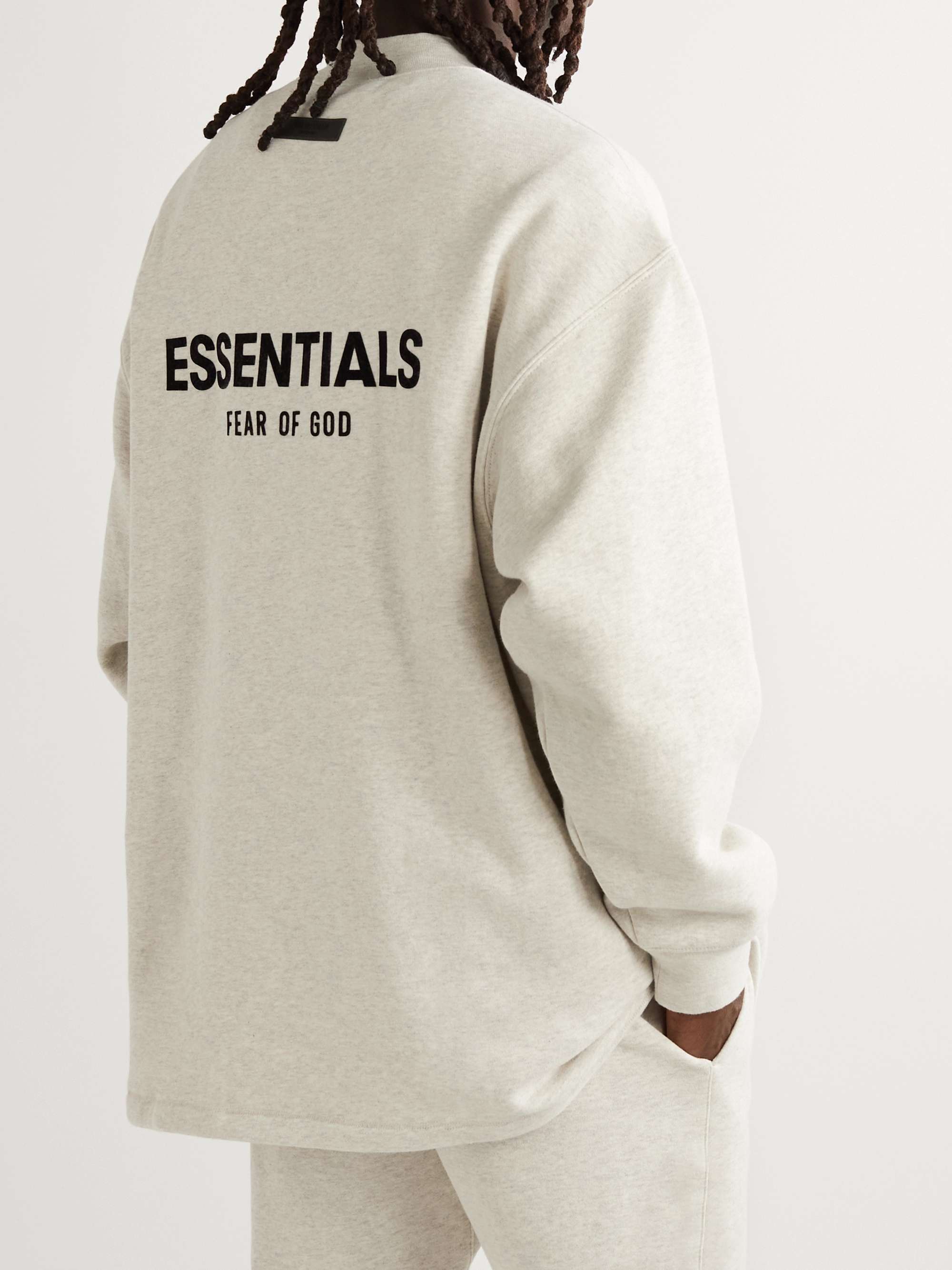 FEAR OF GOD ESSENTIALS Logo-Flocked Cotton-Blend Jersey Mock-Neck Sweatshirt