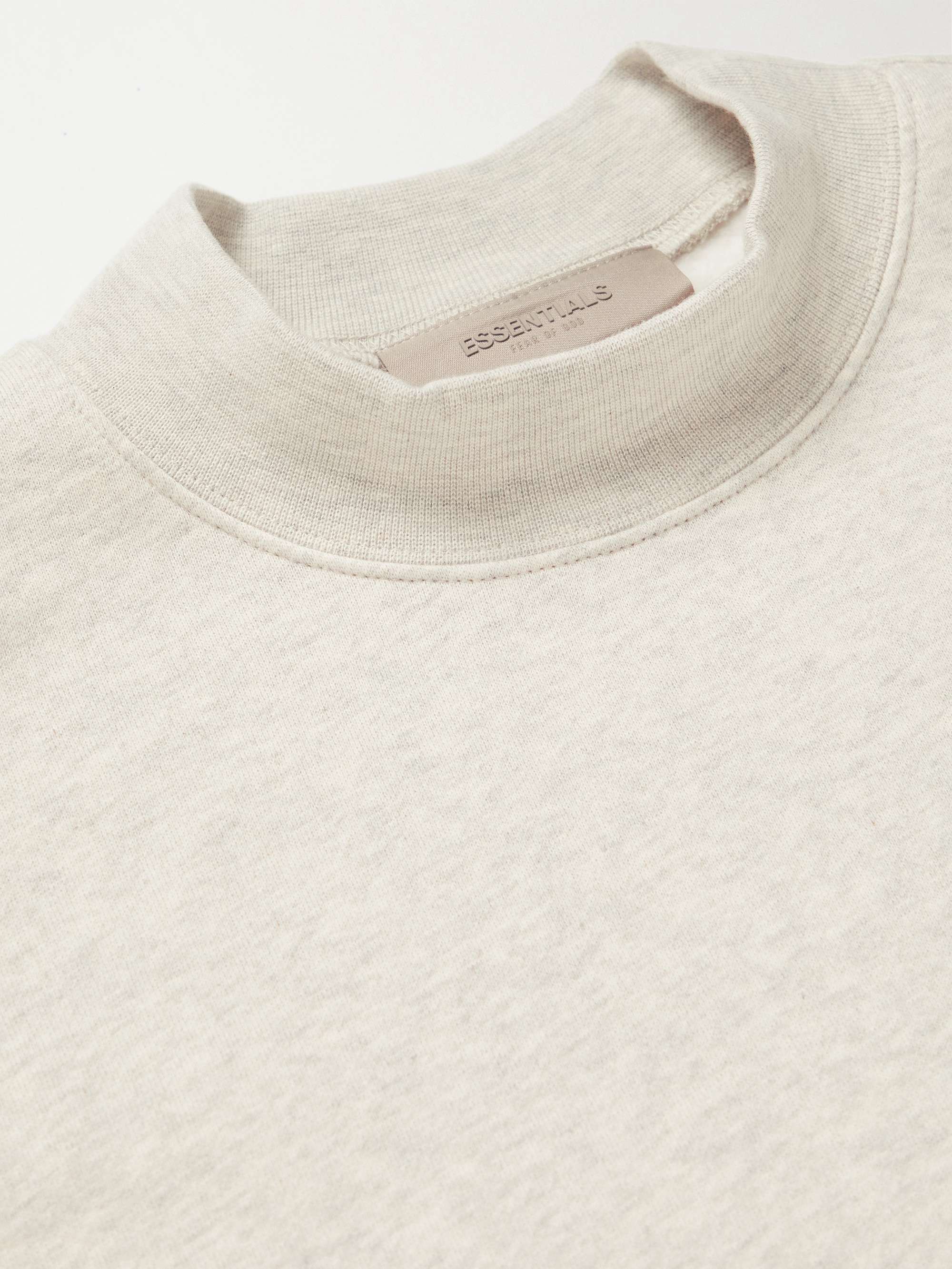 FEAR OF GOD ESSENTIALS Logo-Flocked Cotton-Blend Jersey Mock-Neck Sweatshirt