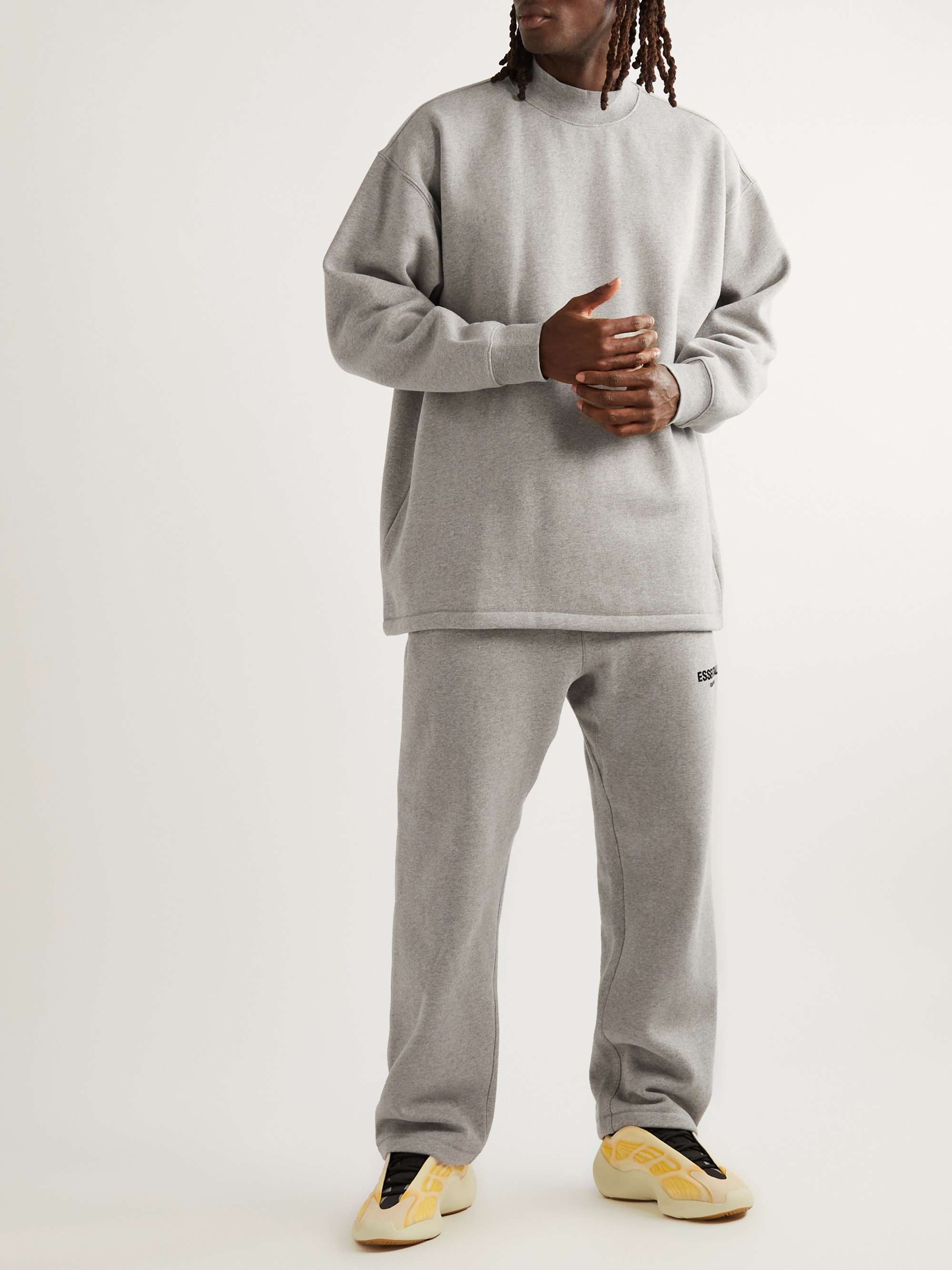 FEAR OF GOD ESSENTIALS Logo-Flocked Cotton-Blend Jersey Sweatshirt
