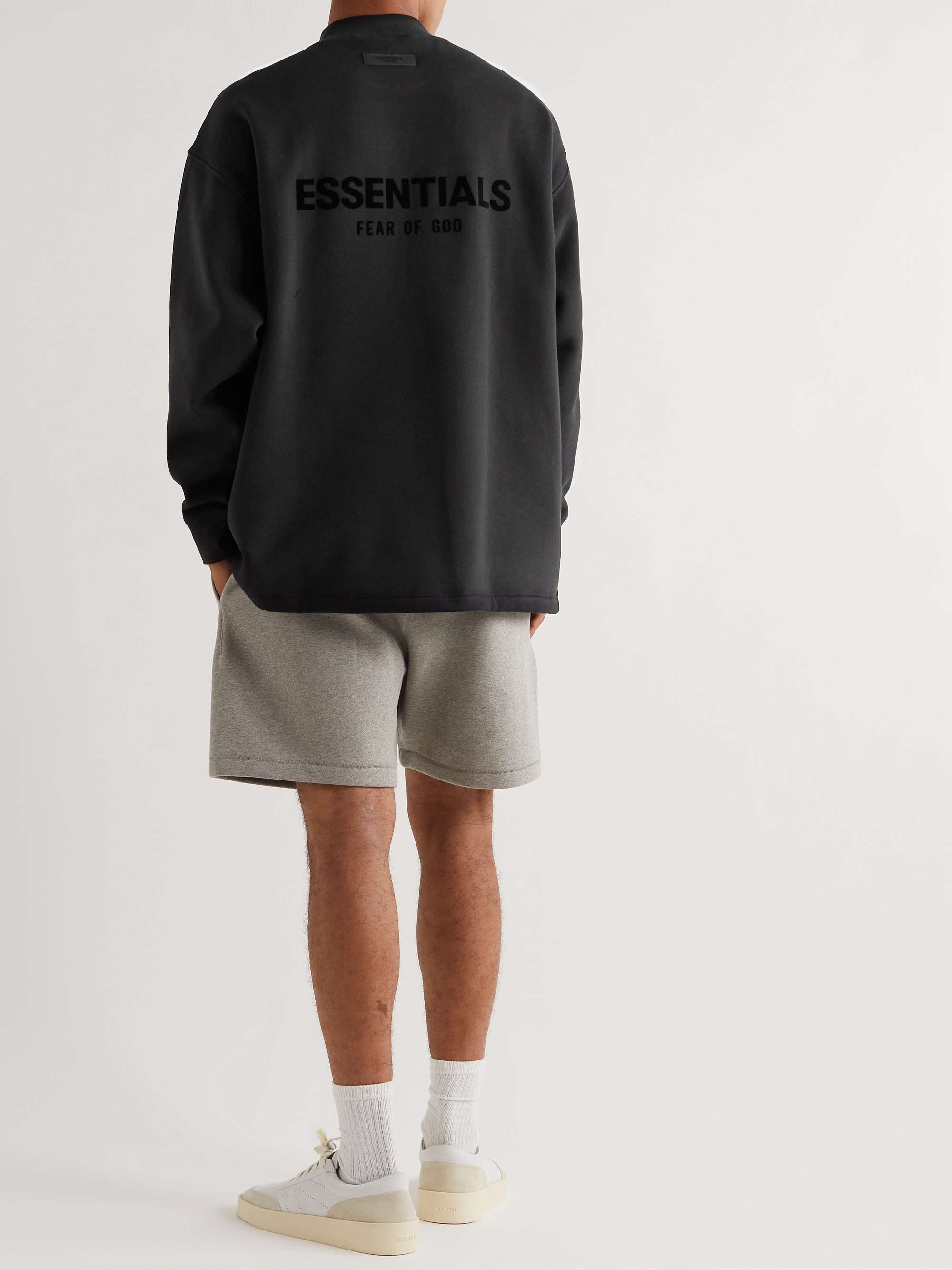 FEAR OF GOD ESSENTIALS Oversized Logo-Flocked Cotton-Blend Jersey Sweatshirt