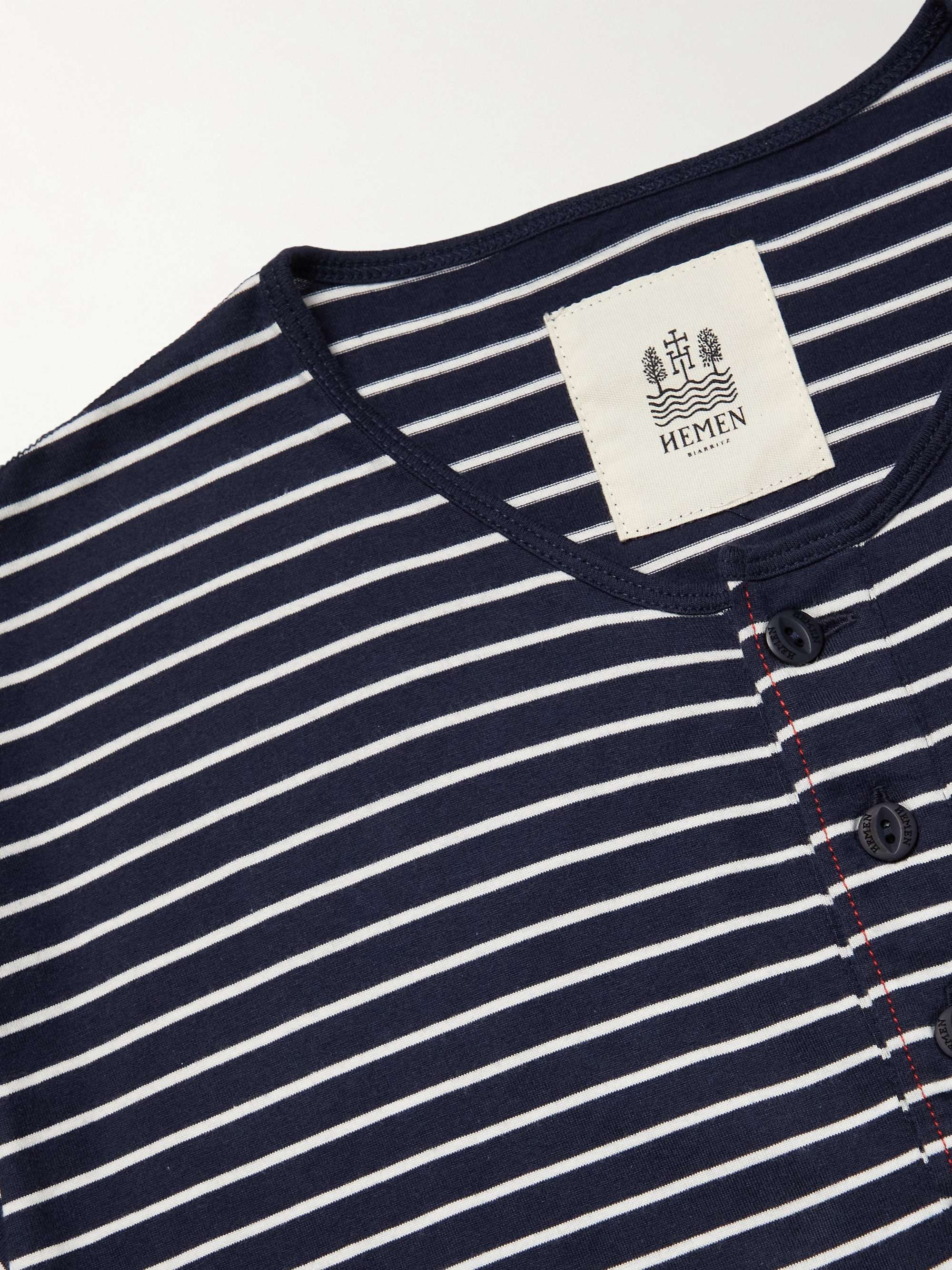 HEMEN BIARRITZ Harri Slim-Fit Organic Cotton-Jersey Henley Pyjama T-Shirt
