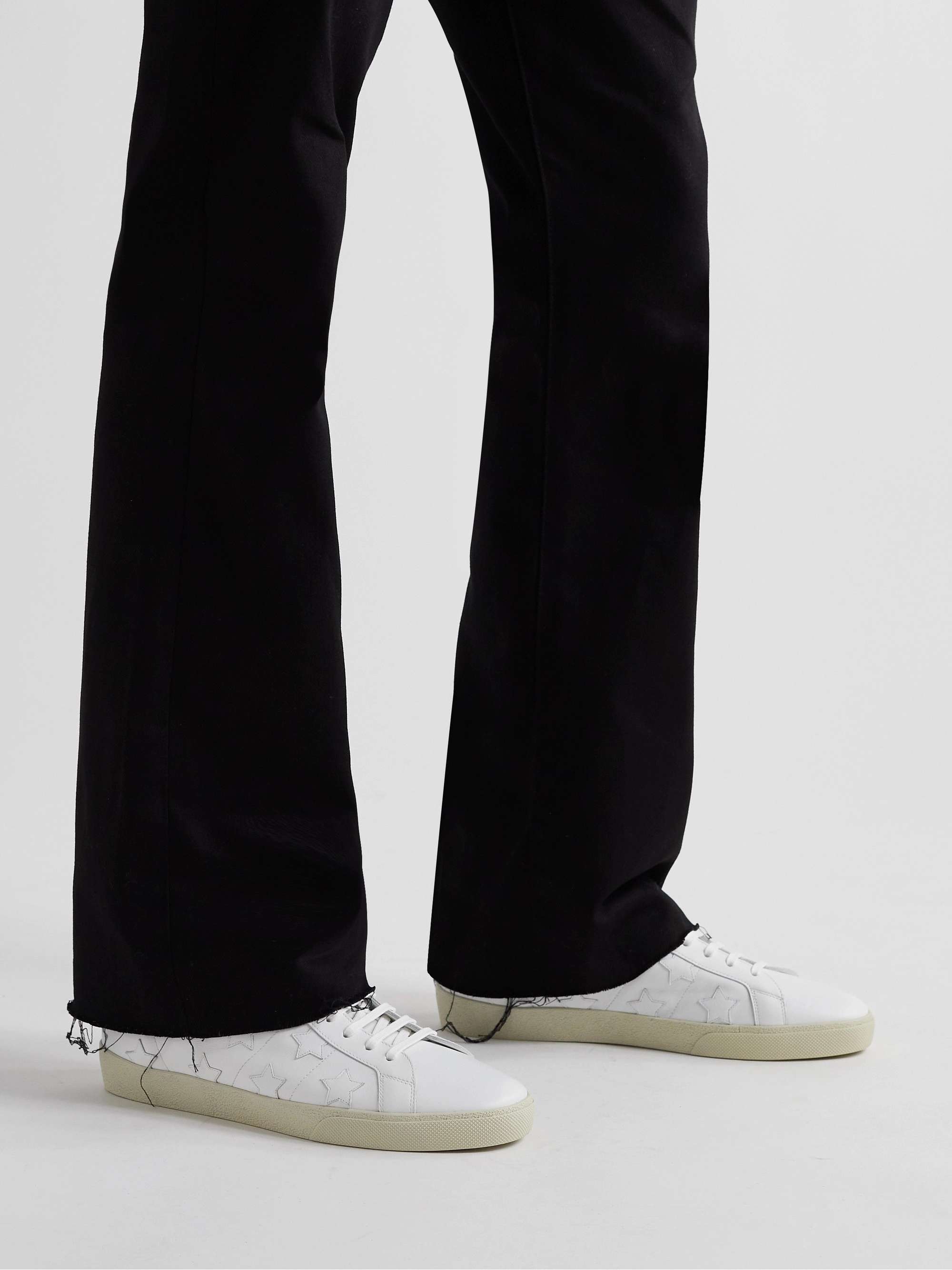 SAINT LAURENT Appliquéd Suede-Trimmed Leather High-Top Sneakers