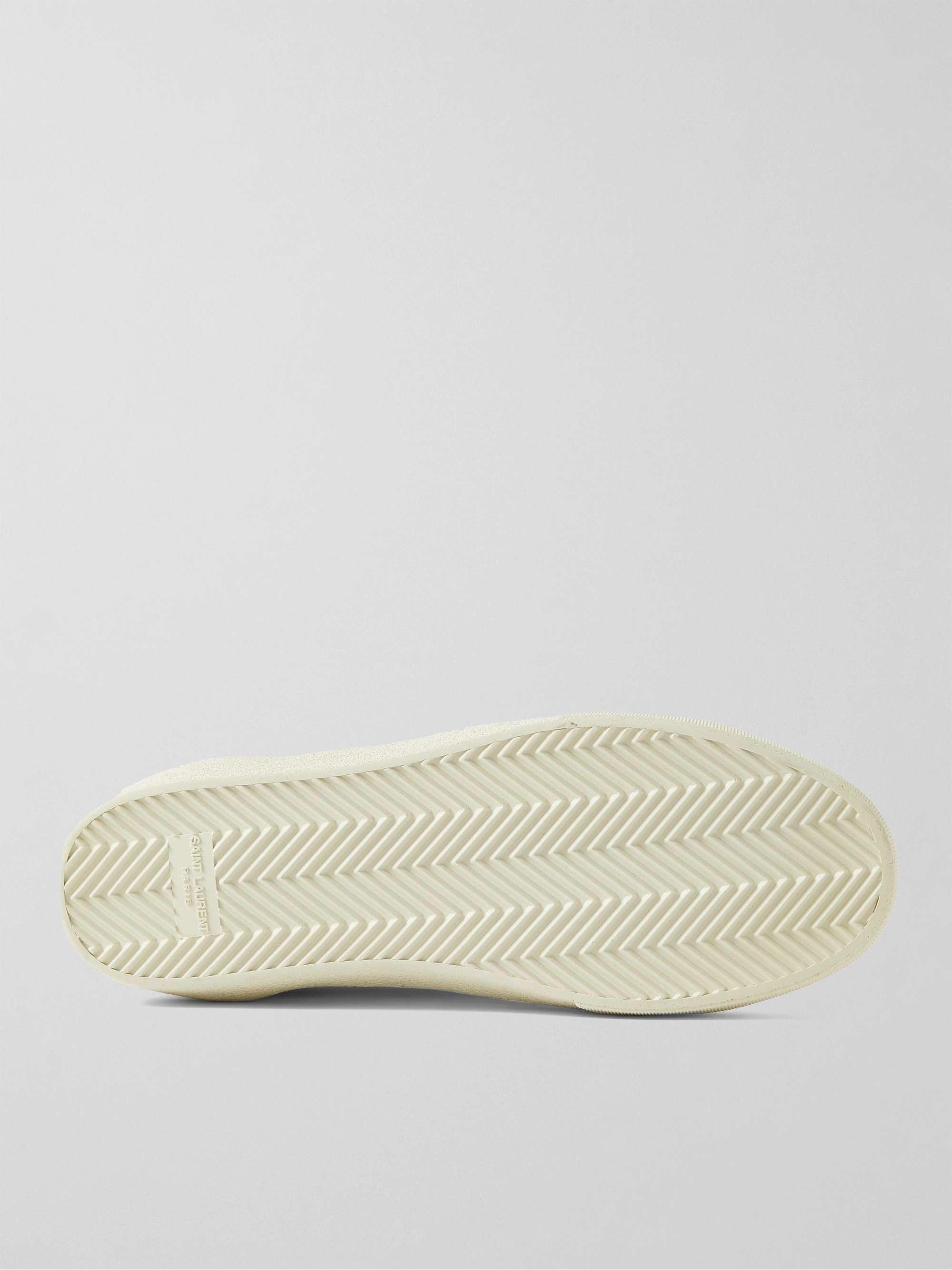 SAINT LAURENT Appliquéd Suede-Trimmed Leather High-Top Sneakers