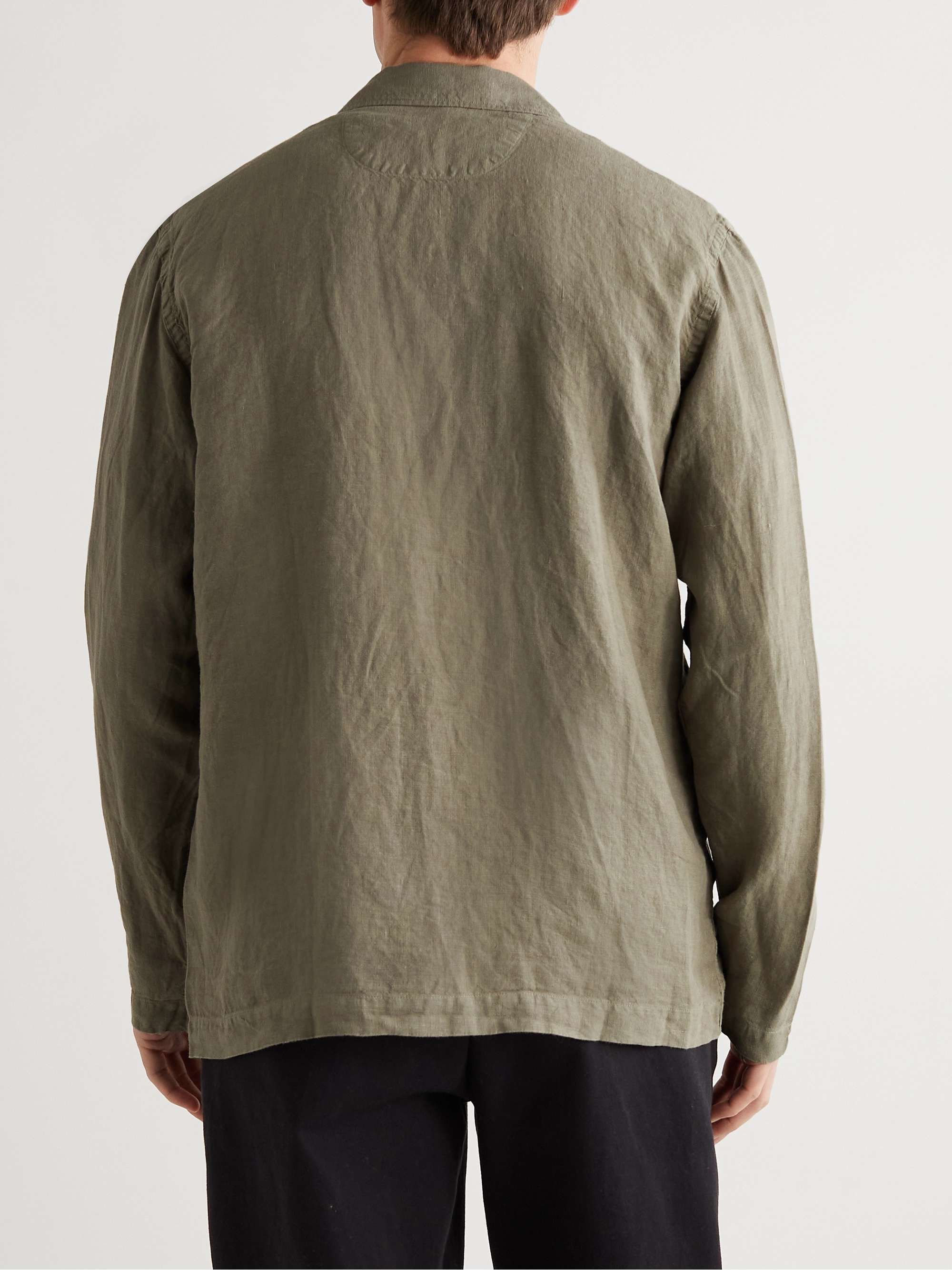 HARTFORD Perry Camp-Collar Crinkled-Linen Overshirt for Men | MR PORTER