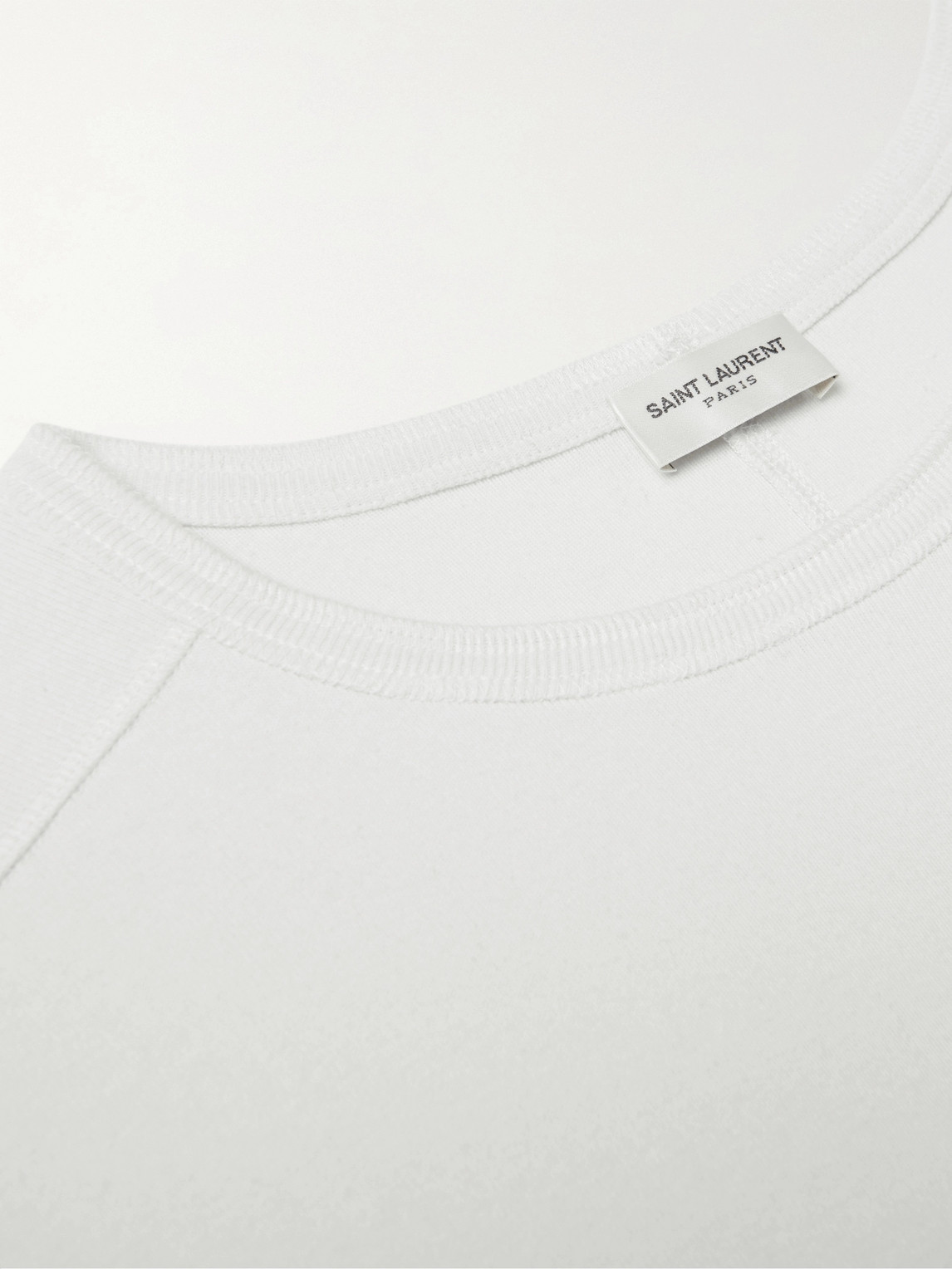 Shop Saint Laurent Logo-print Cotton-jersey T-shirt In Neutrals
