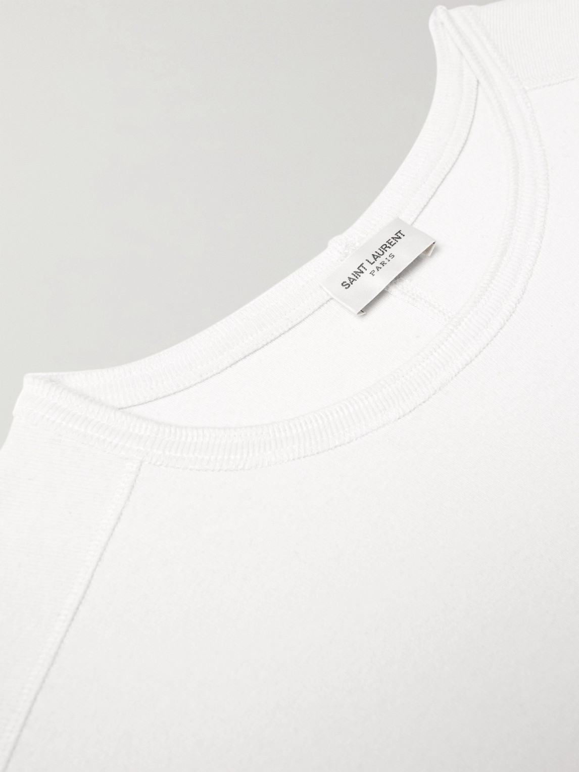 Shop Saint Laurent Logo-print Cotton-jersey T-shirt In White