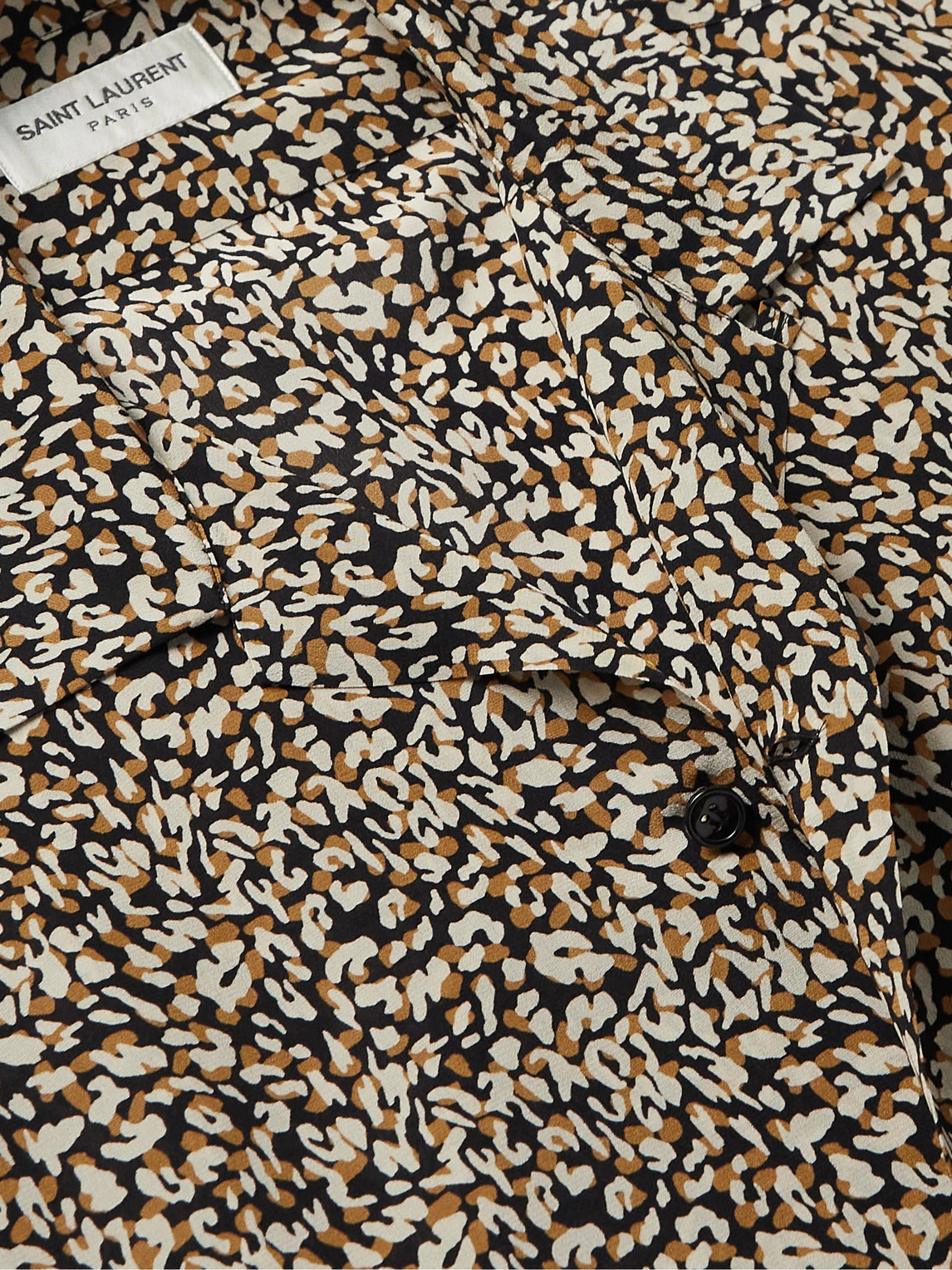 Shop Saint Laurent Camp-collar Leopard-print Silk Crepe De Chine Shirt In Animal Print