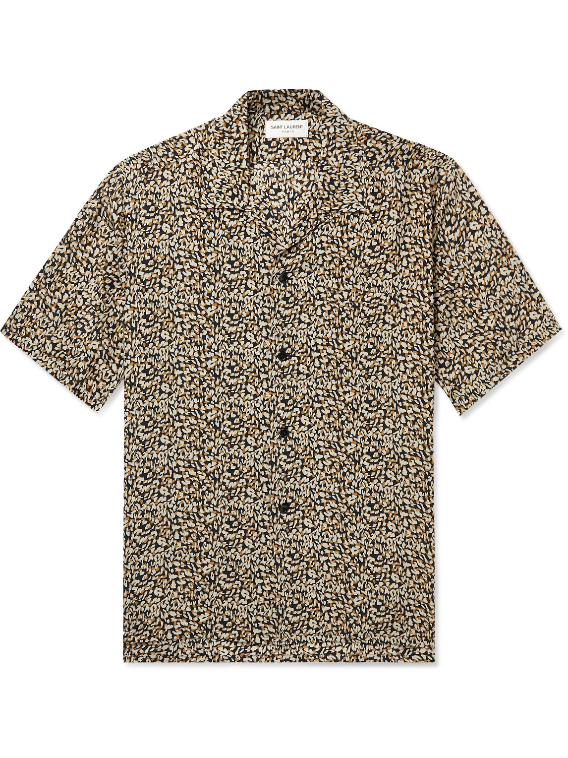 Shop Saint Laurent Camp-collar Leopard-print Silk Crepe De Chine Shirt In Animal Print